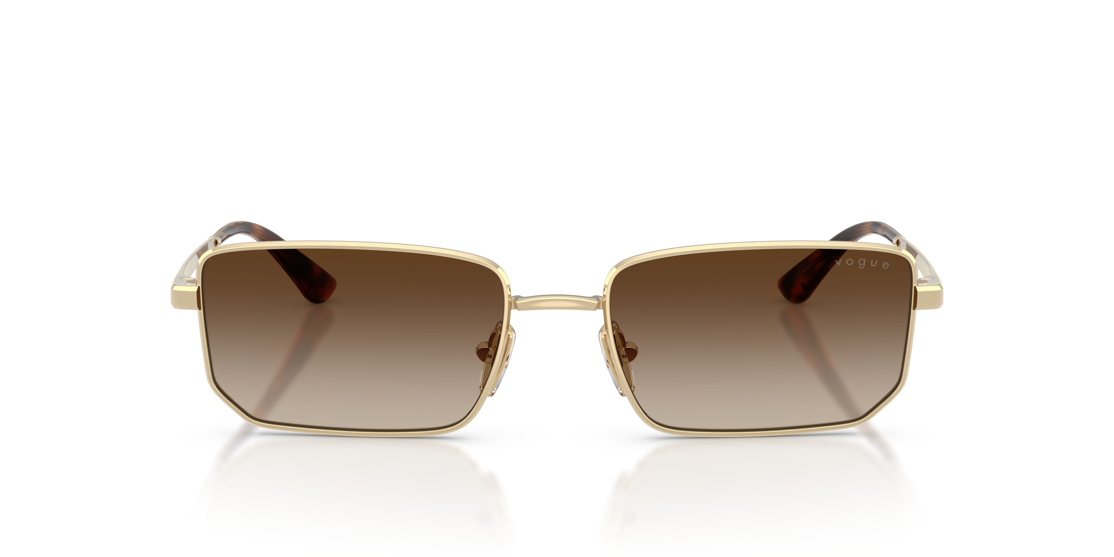 Sunglasses Vogue VO 4352S (848/13) color oro pallido shape irregular lenses marrone sfumato