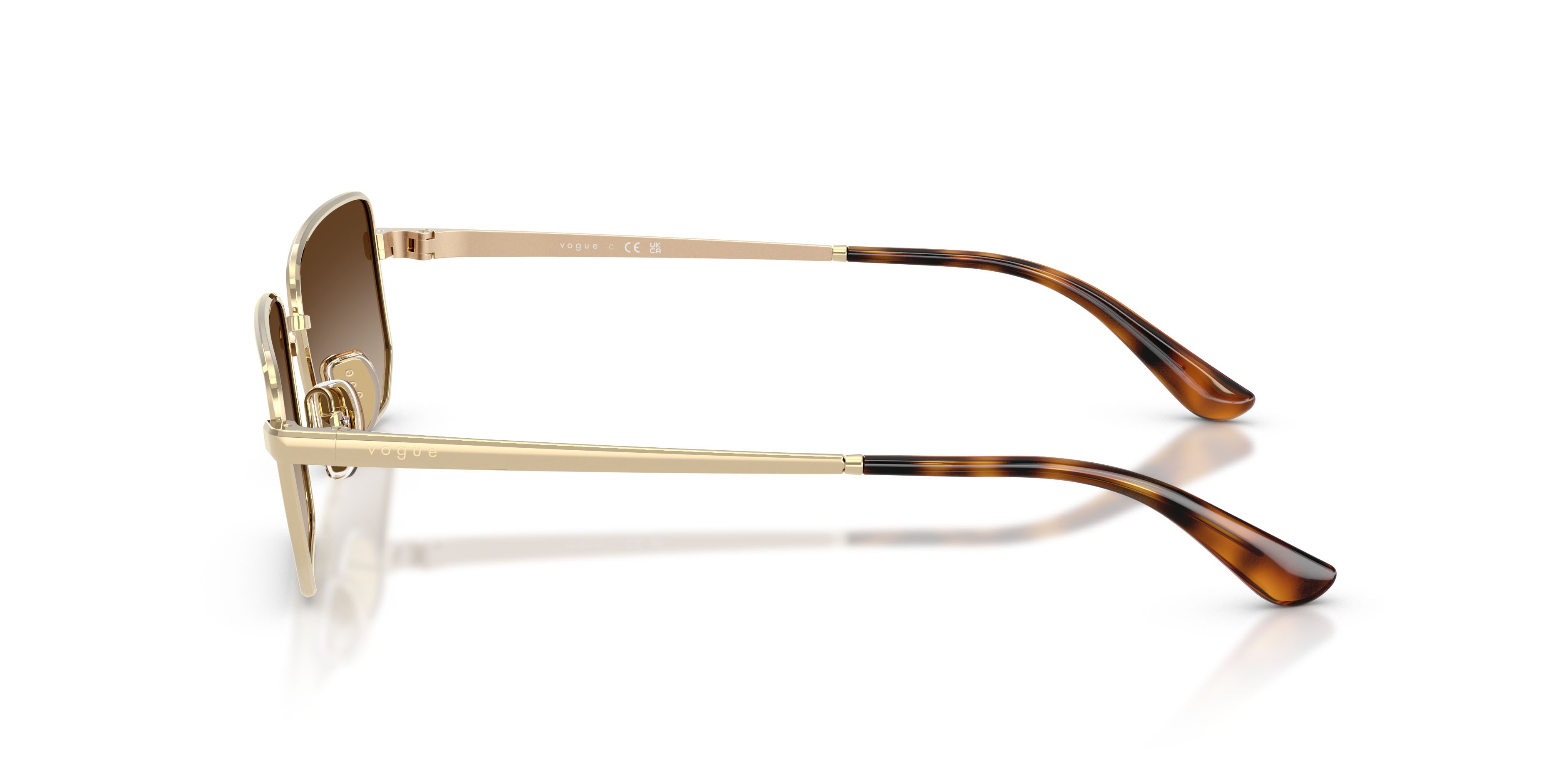 Sunglasses Vogue VO 4352S (848/13) color oro pallido shape irregular lenses marrone sfumato