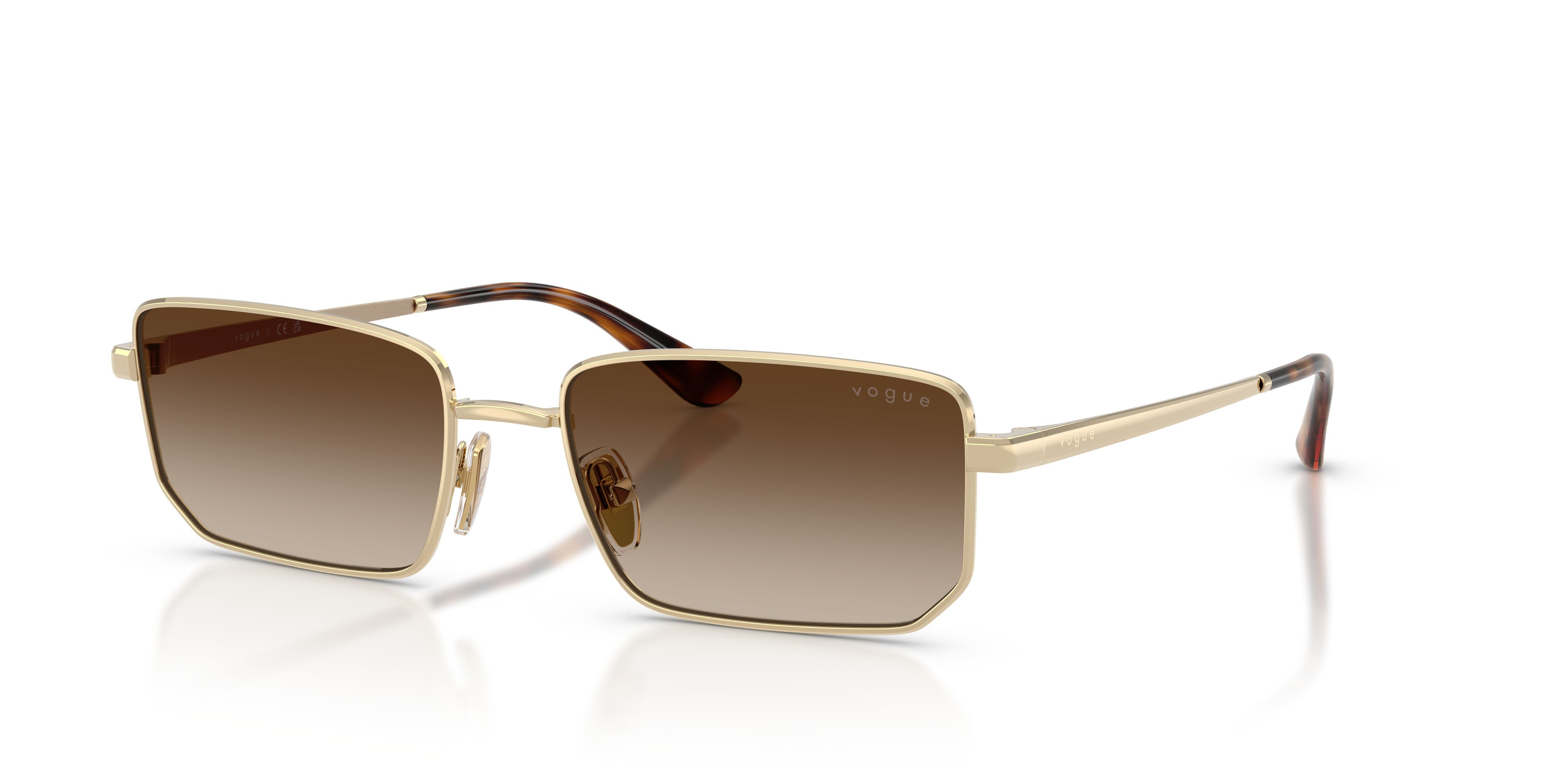 Sunglasses Vogue VO 4352S (848/13) color oro pallido shape irregular lenses marrone sfumato