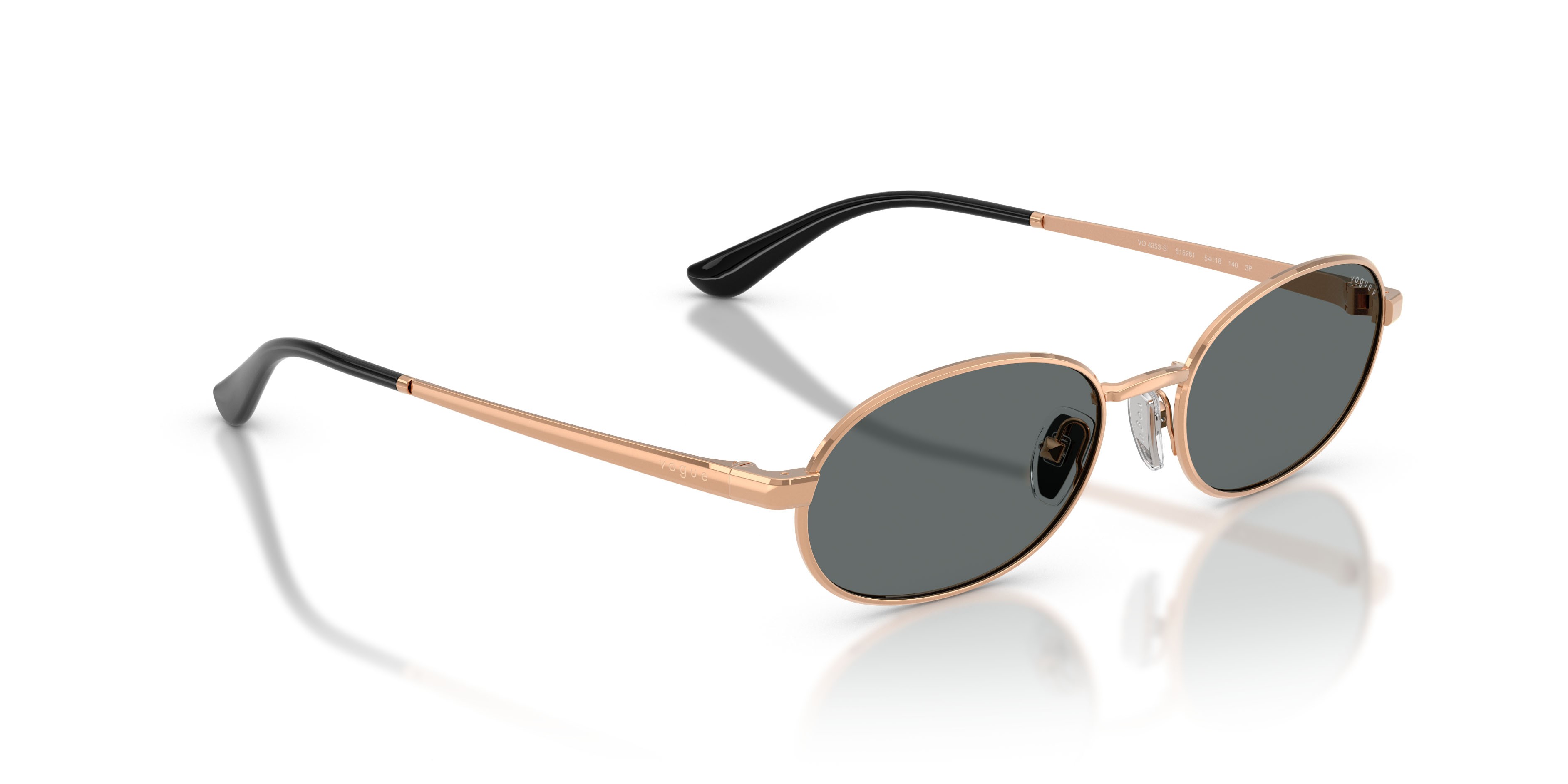 Sunglasses Vogue VO 4353S (515281) color oro rose shape oval lenses polar grigio scuro