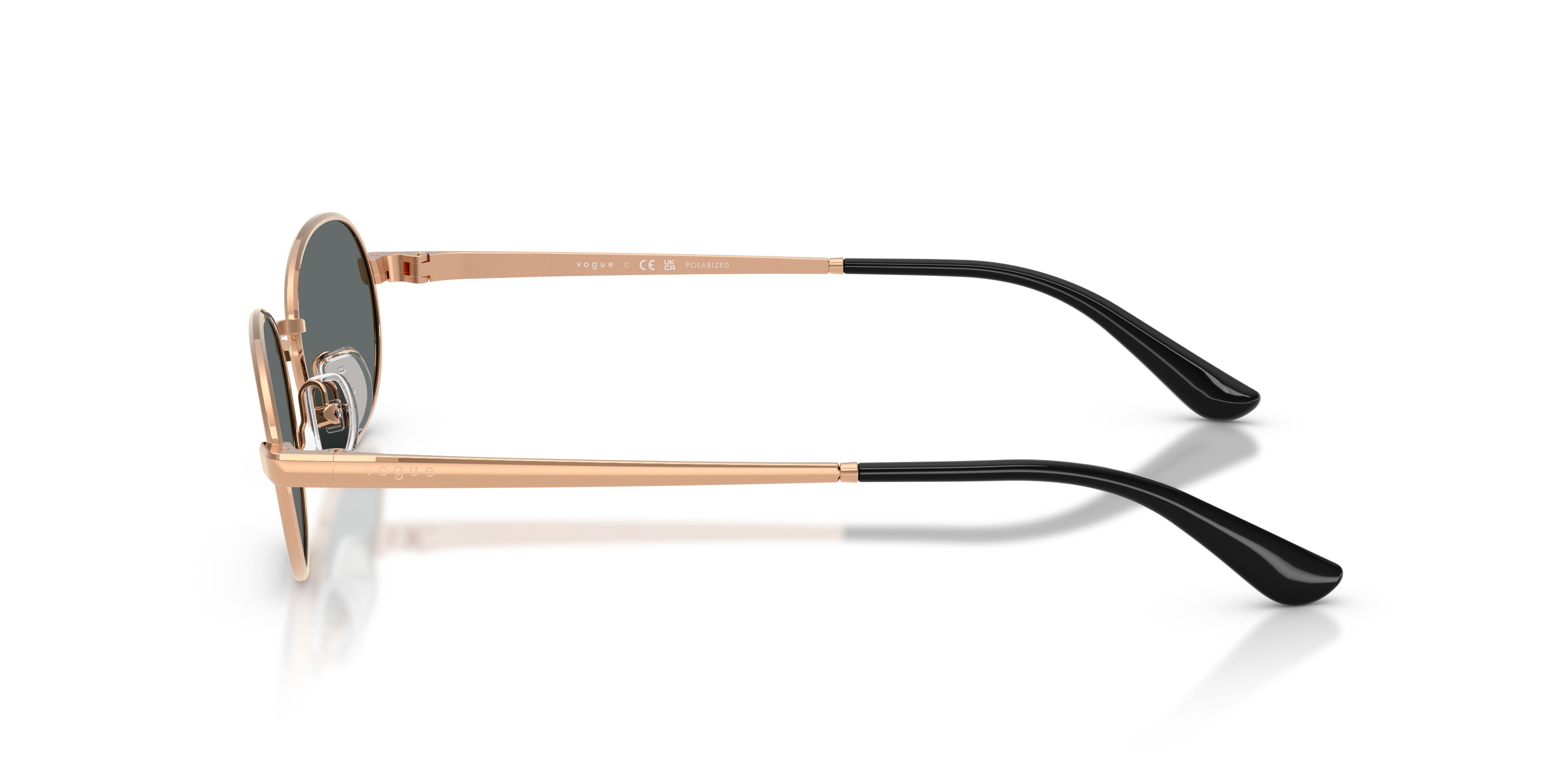 Sunglasses Vogue VO 4353S (515281) color oro rose shape oval lenses polar grigio scuro