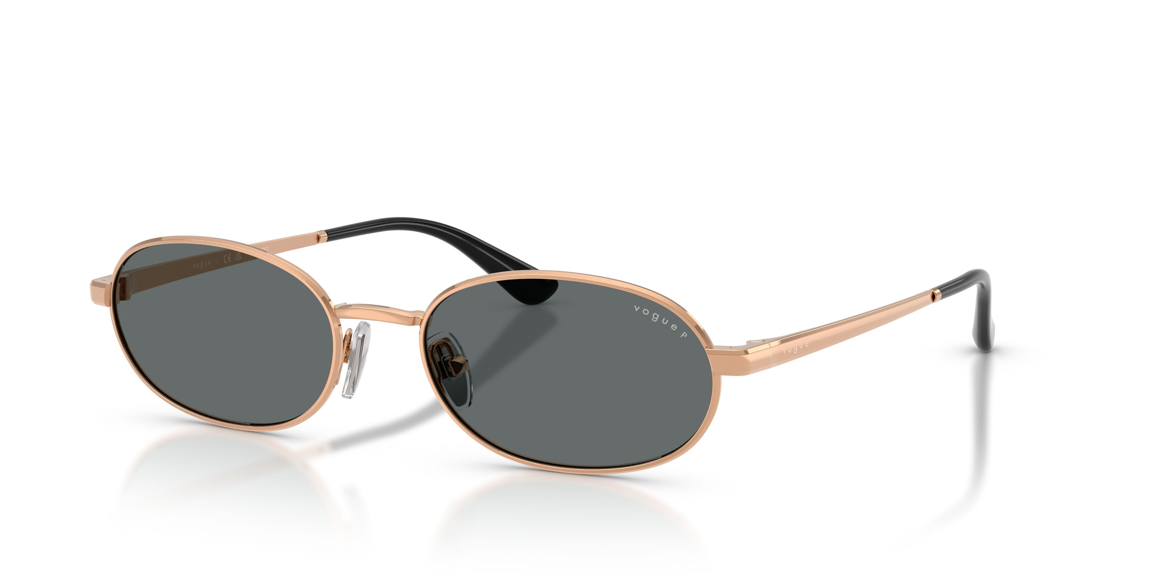 Sunglasses Vogue VO 4353S (515281) color oro rose shape oval lenses polar grigio scuro