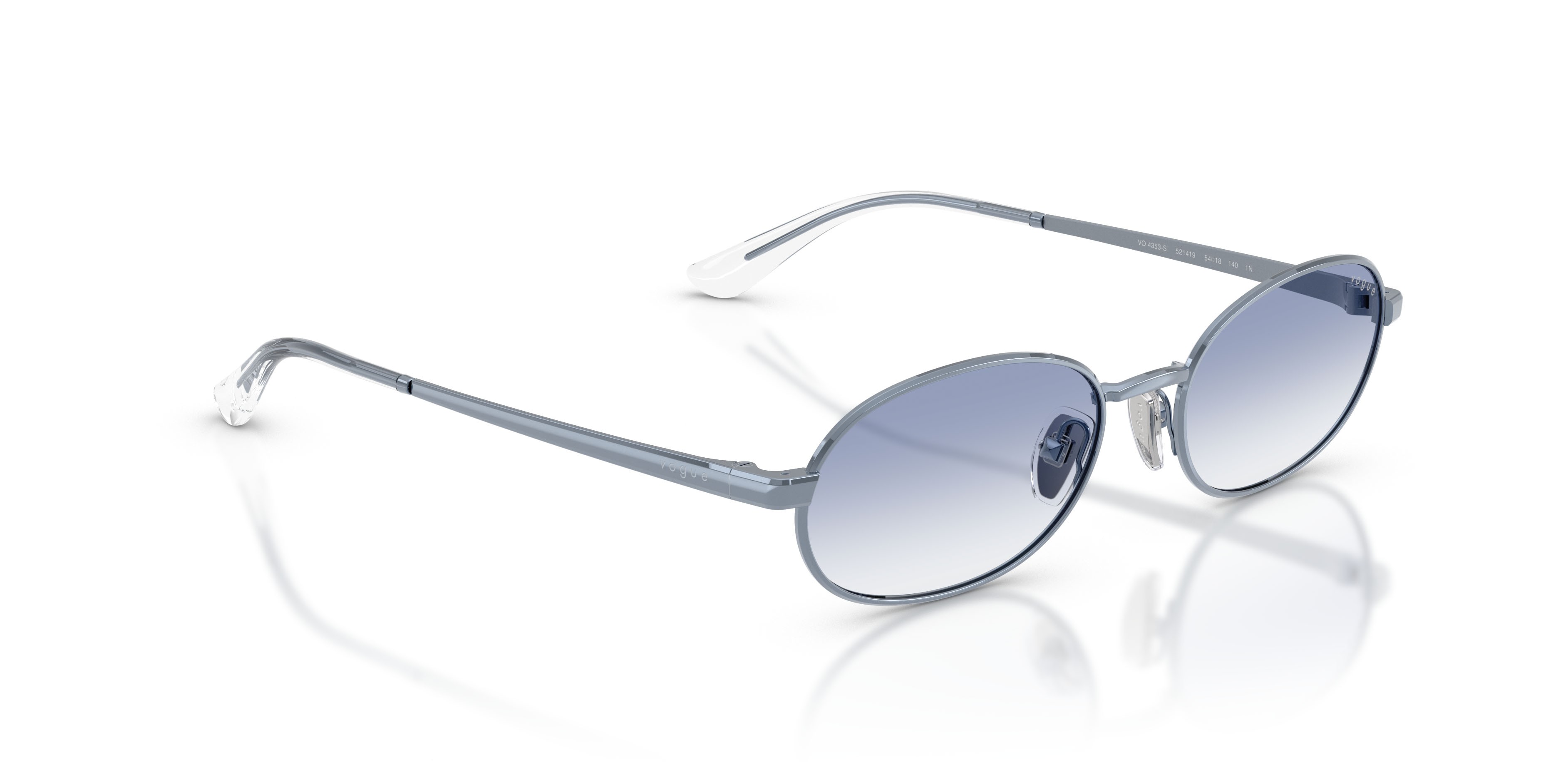 Occhiali da sole Vogue VO 4353S (521419) colore azzurro forma ovale lenti trasparente sfumato azzurro