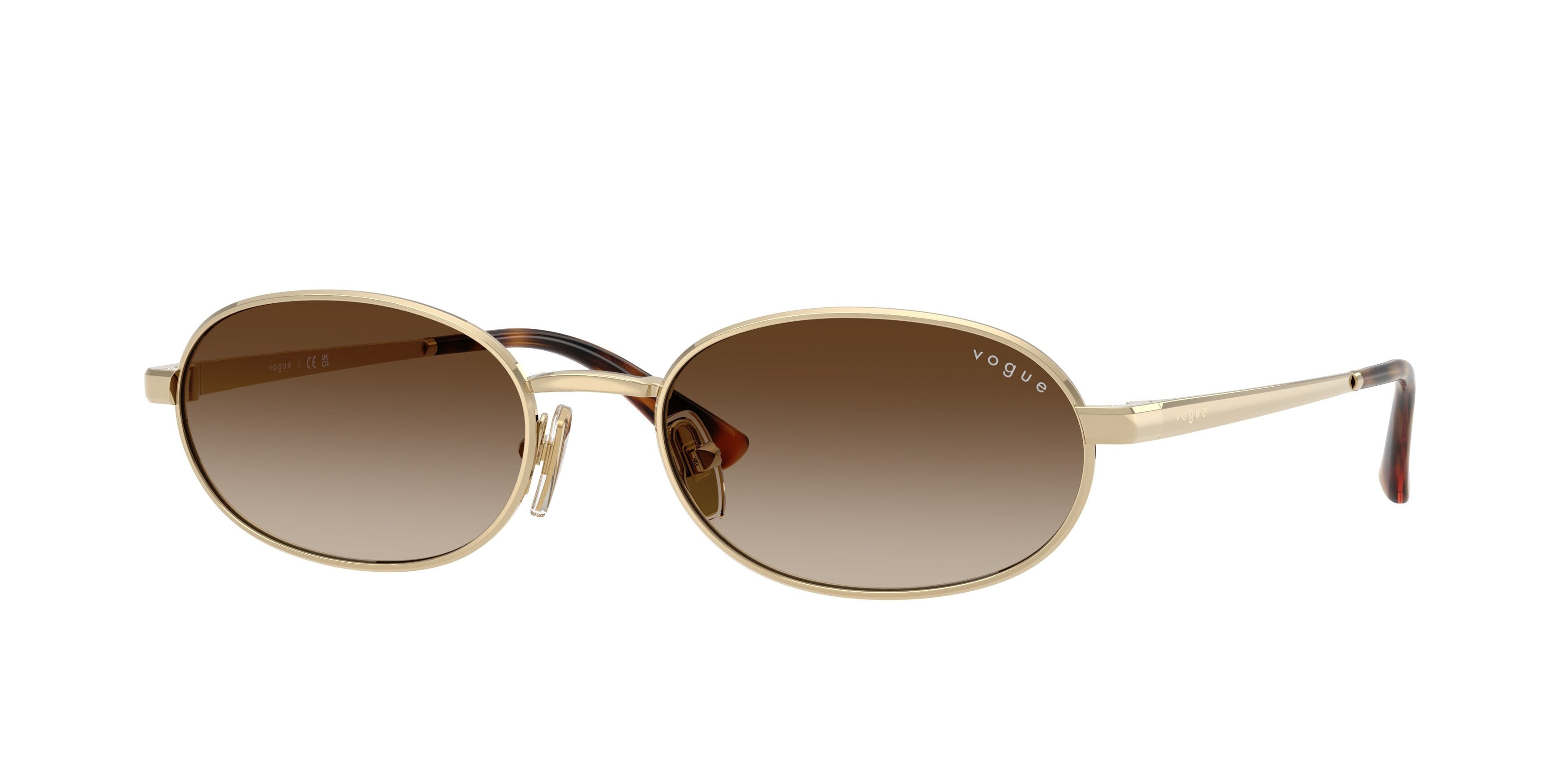 Occhiali da sole Vogue VO 4353S (848/13) colore oro pallido forma ovale lenti marrone sfumato