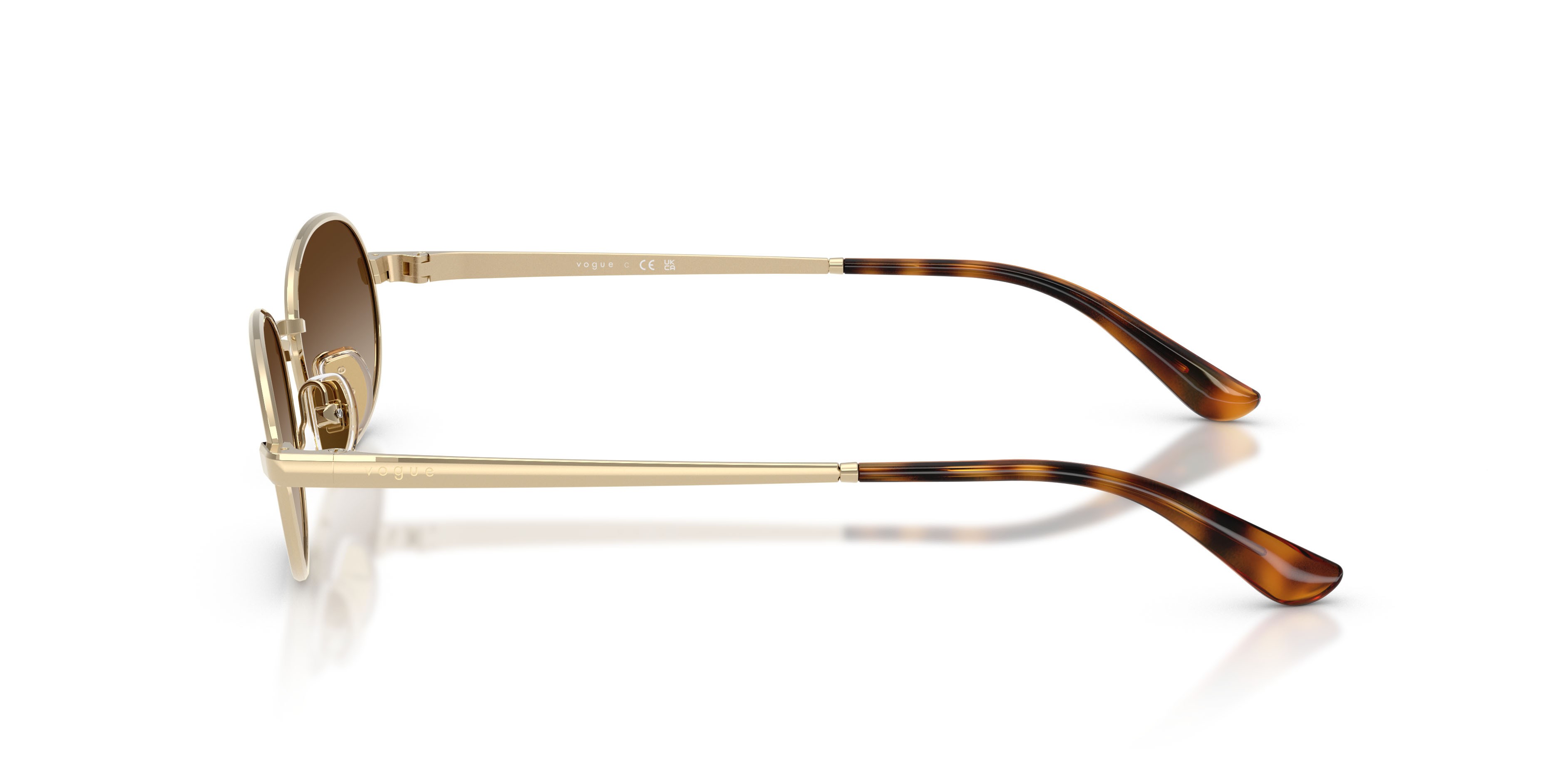 Occhiali da sole Vogue VO 4353S (848/13) colore oro pallido forma ovale lenti marrone sfumato