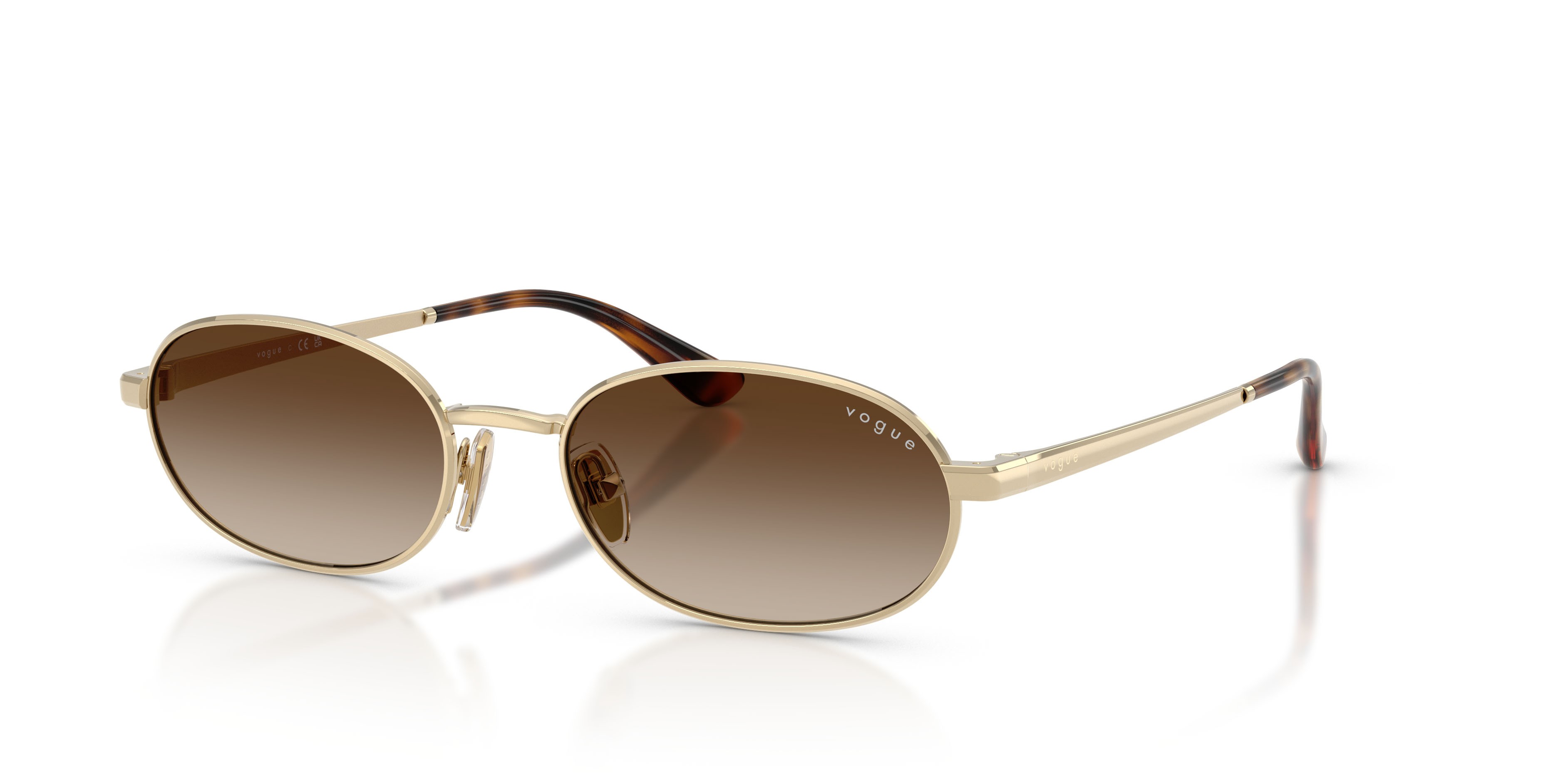 Occhiali da sole Vogue VO 4353S (848/13) colore oro pallido forma ovale lenti marrone sfumato