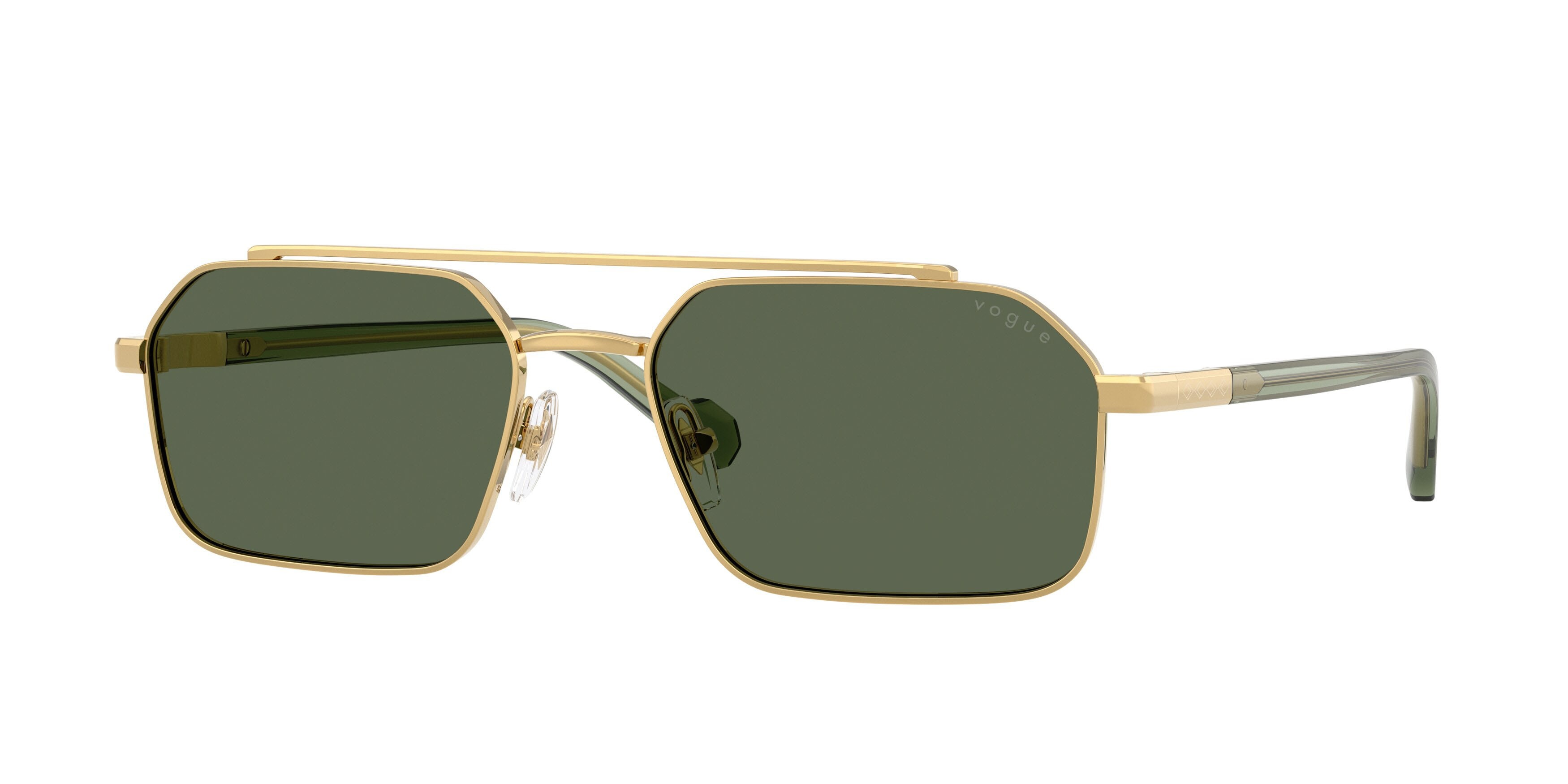 Occhiali da sole Vogue VO 4356S (280/71) colore oro forma irregolare lenti verde scuro