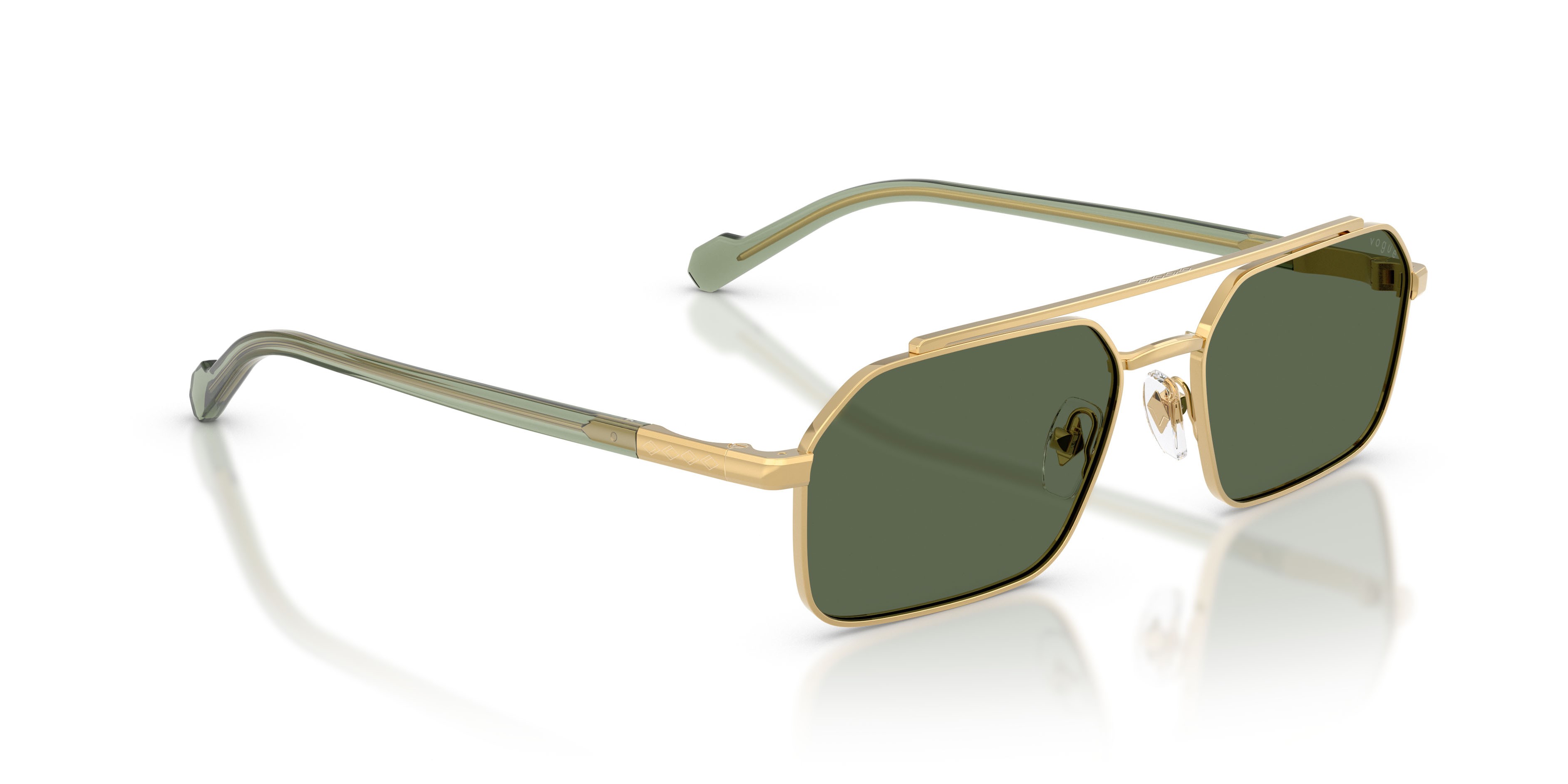 Occhiali da sole Vogue VO 4356S (280/71) colore oro forma irregolare lenti verde scuro
