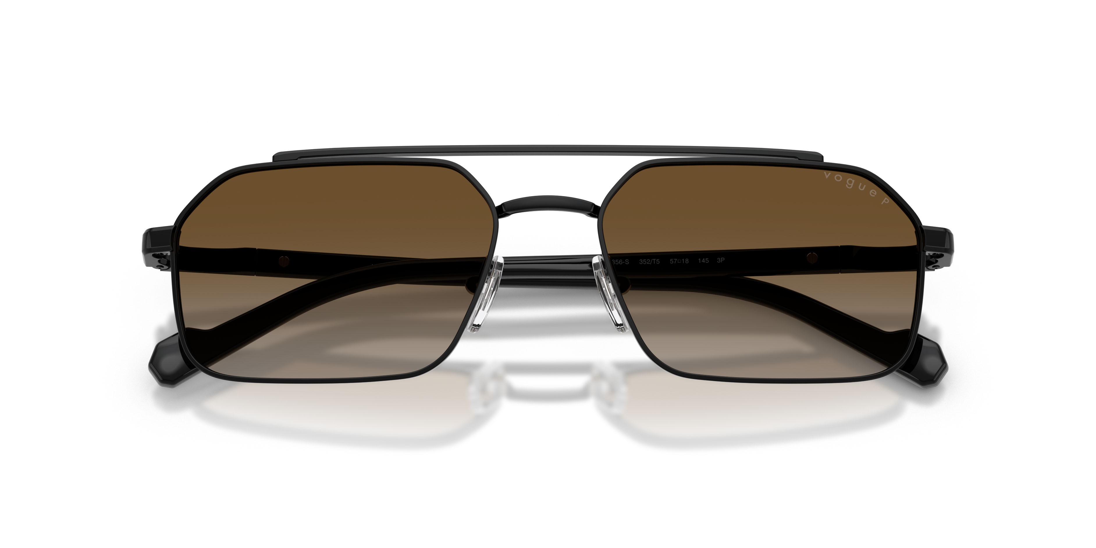 Occhiali da sole Vogue VO 4356S (352/T5) colore nero forma irregolare lenti polarizzata grigio sfumato marrone