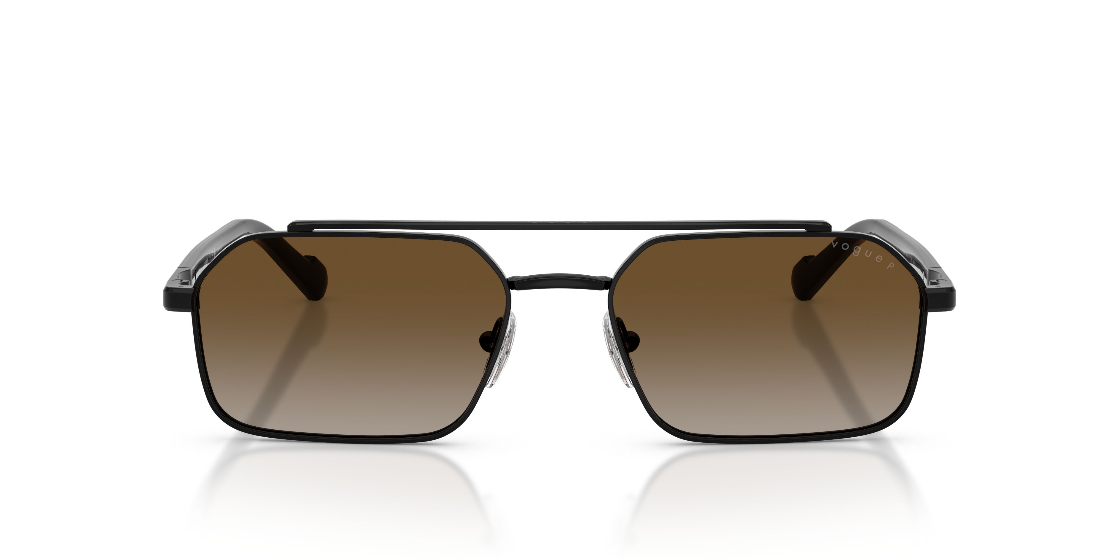 Occhiali da sole Vogue VO 4356S (352/T5) colore nero forma irregolare lenti polarizzata grigio sfumato marrone