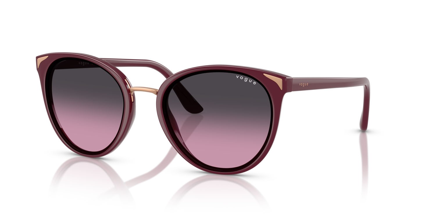 Sunglasses Vogue VO 5230S (287590) color ciliegia full shape butterfly lenses violetto sfumato grigio