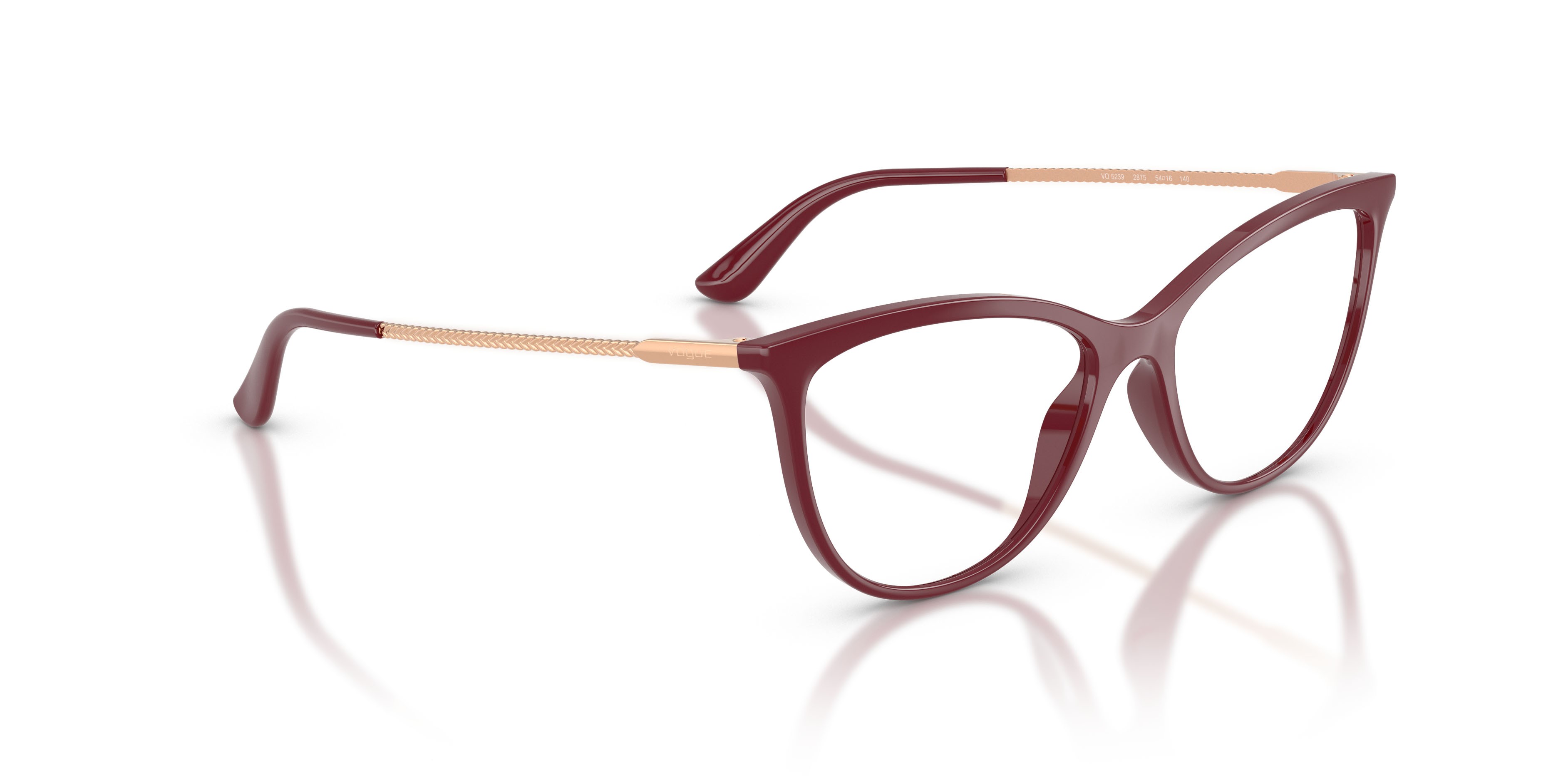 Eyeglasses Vogue VO 5239 (2875) color ciliegia full shape cat eye lenses lente demo