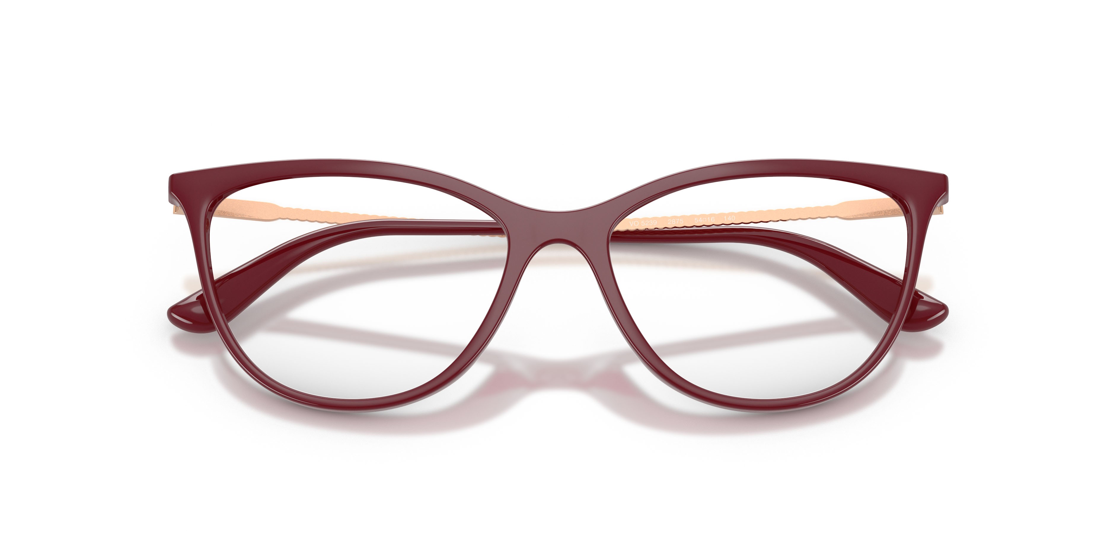 Eyeglasses Vogue VO 5239 (2875) color ciliegia full shape cat eye lenses lente demo