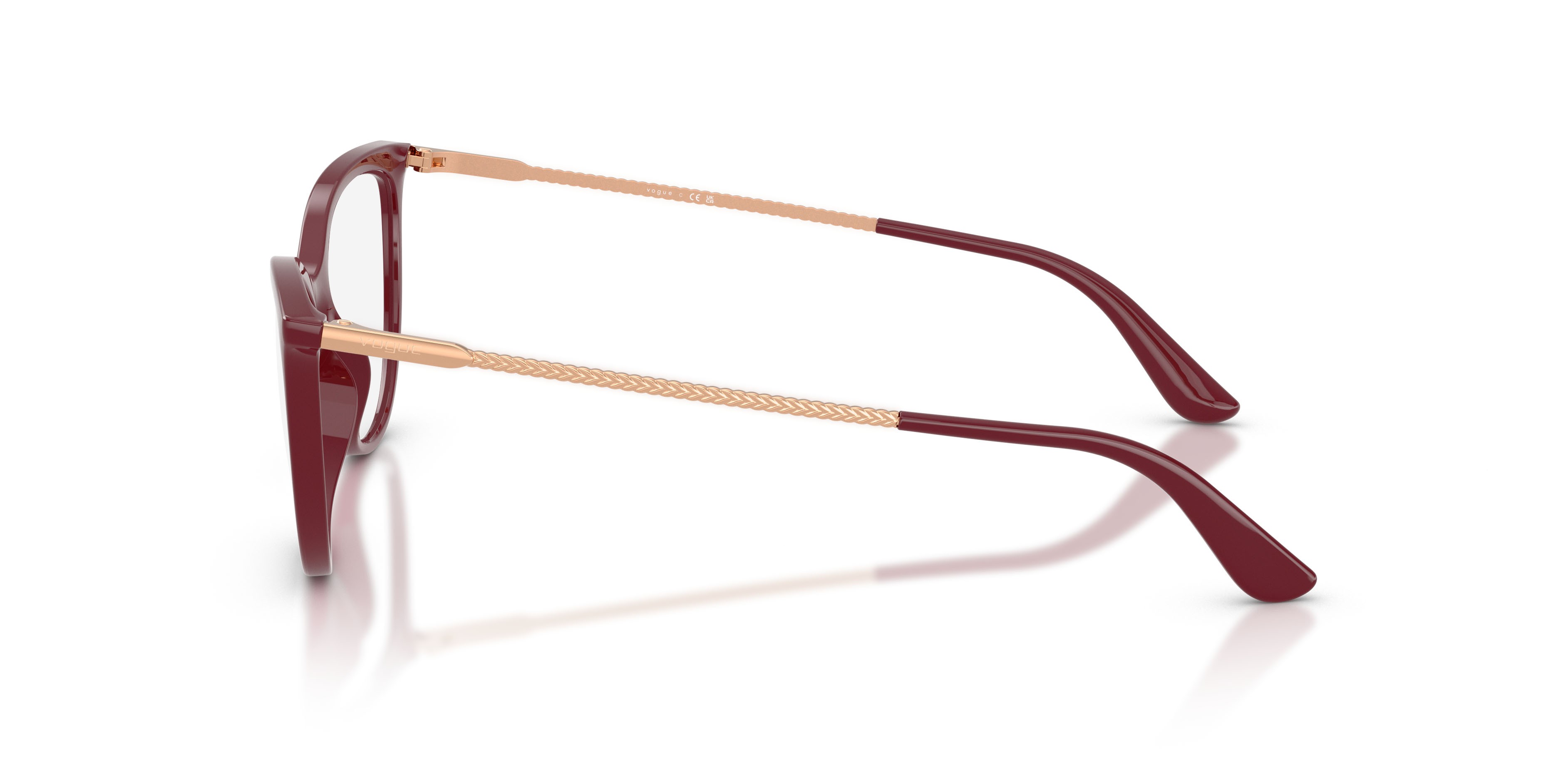 Eyeglasses Vogue VO 5239 (2875) color ciliegia full shape cat eye lenses lente demo