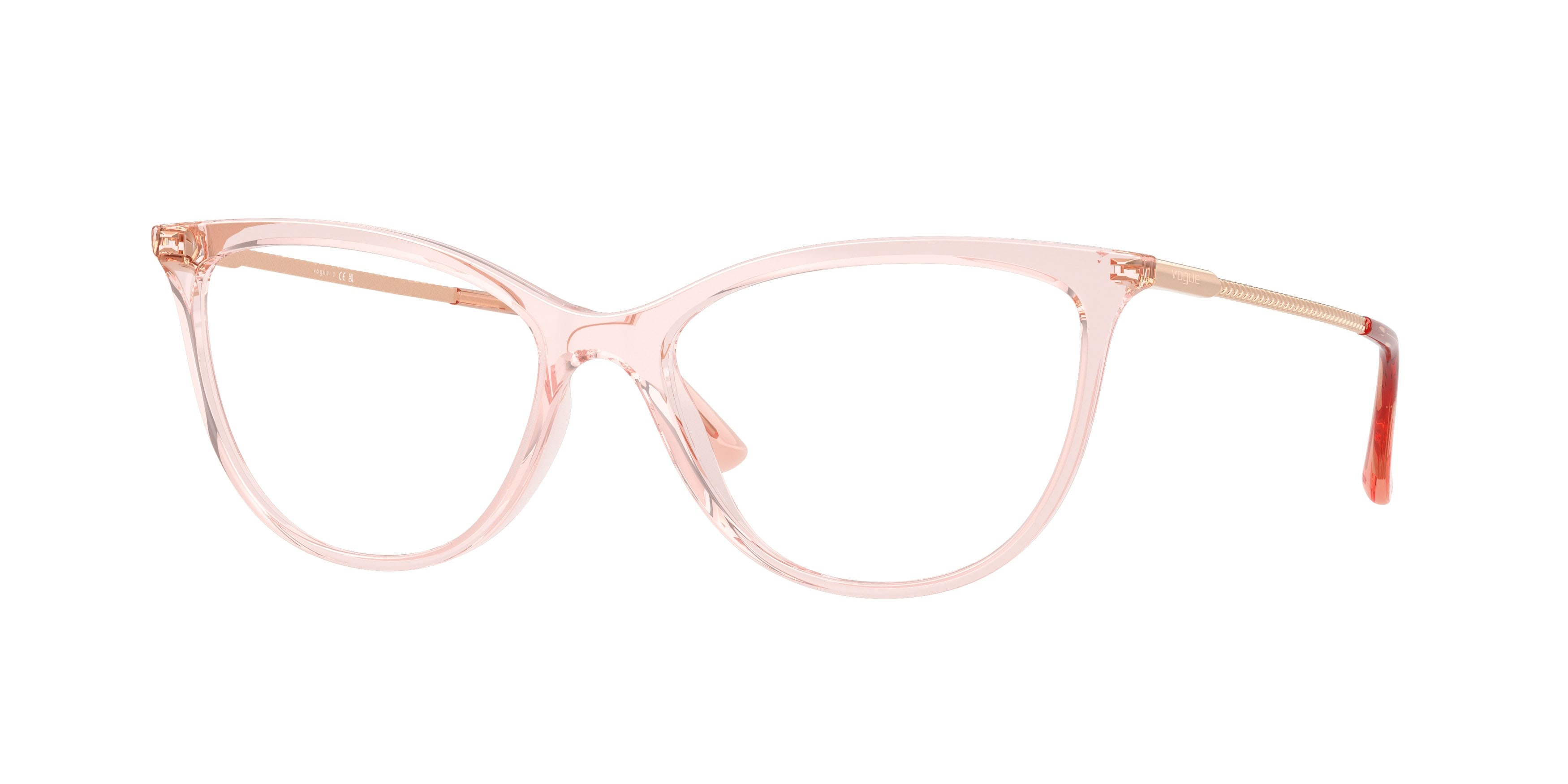 Eyeglasses Vogue VO 5239 (2939) color rosa trasparente shape cat eye lenses lente demo