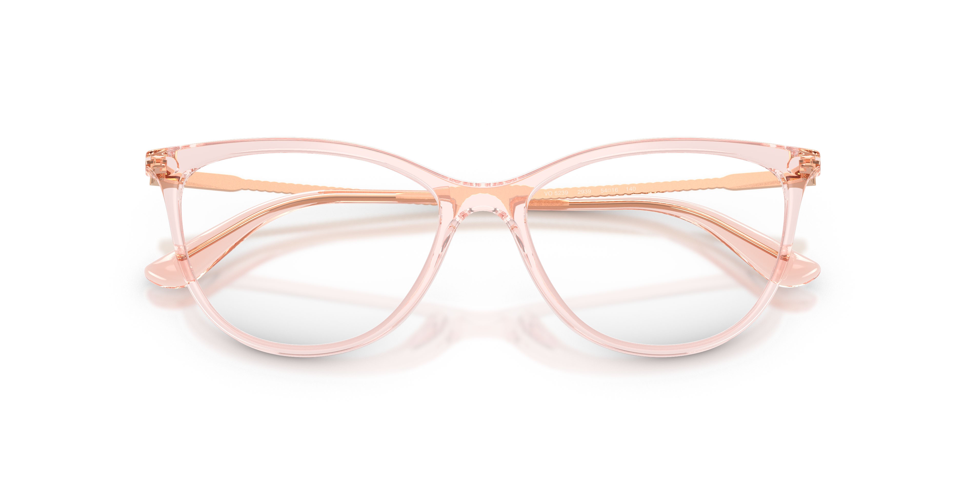 Eyeglasses Vogue VO 5239 (2939) color rosa trasparente shape cat eye lenses lente demo