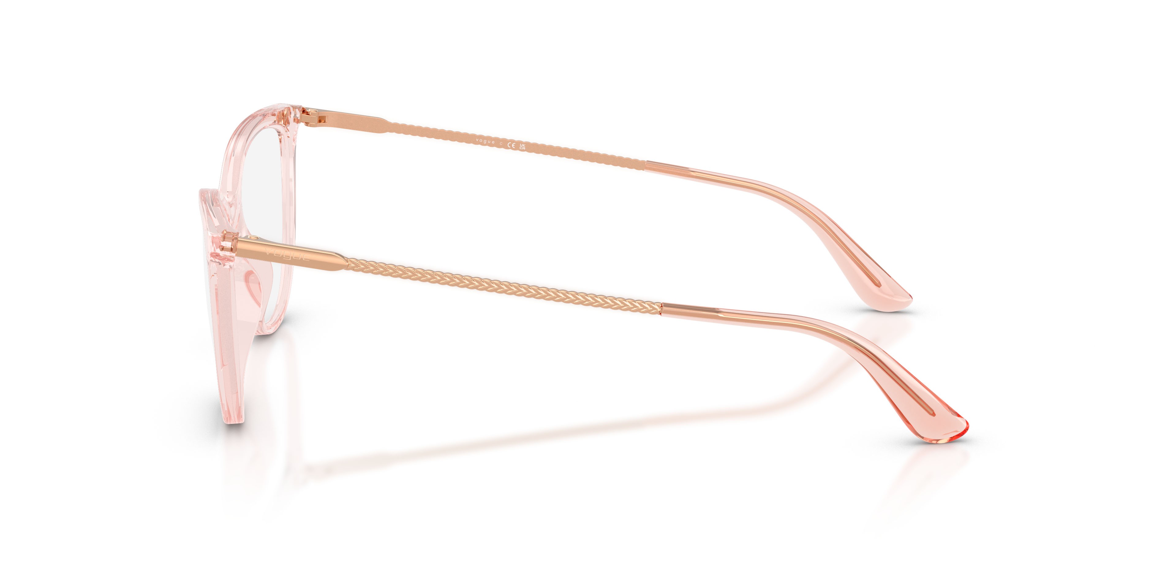 Eyeglasses Vogue VO 5239 (2939) color rosa trasparente shape cat eye lenses lente demo