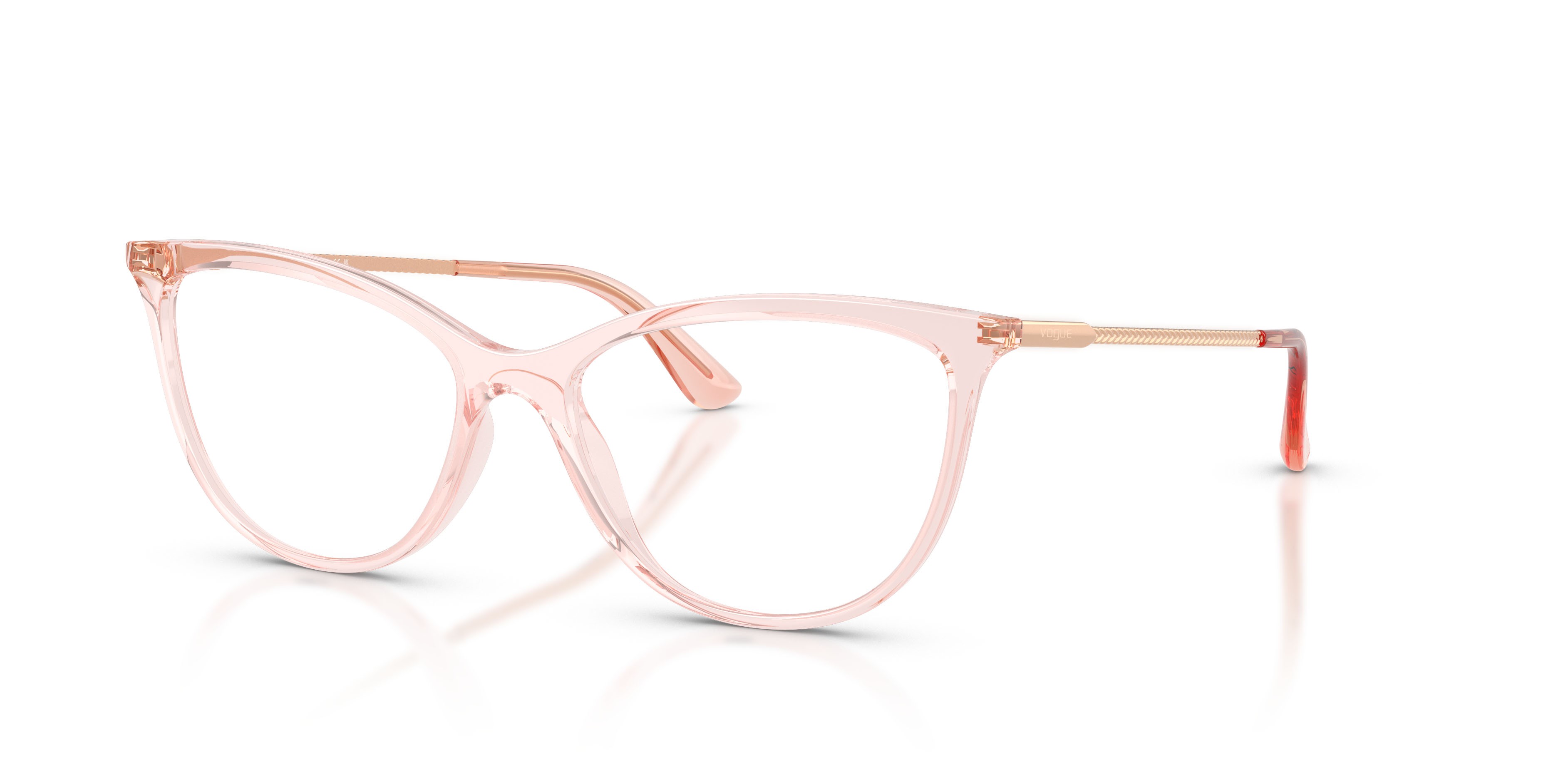 Eyeglasses Vogue VO 5239 (2939) color rosa trasparente shape cat eye lenses lente demo