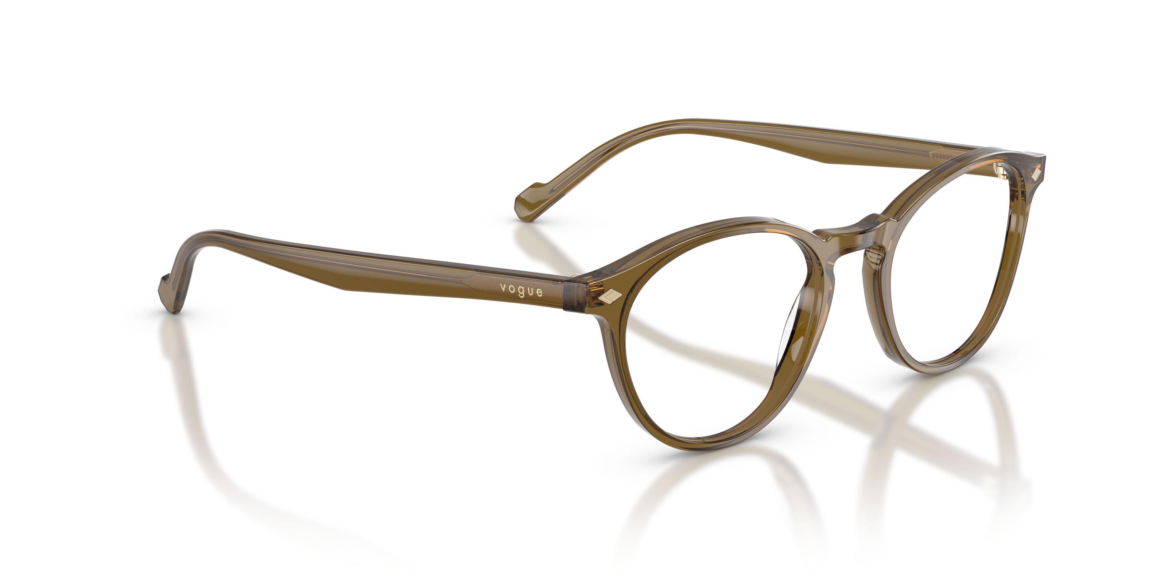 Eyeglasses Vogue VO 5326 (3260) color verde oliva trasparente shape oval lenses lente demo