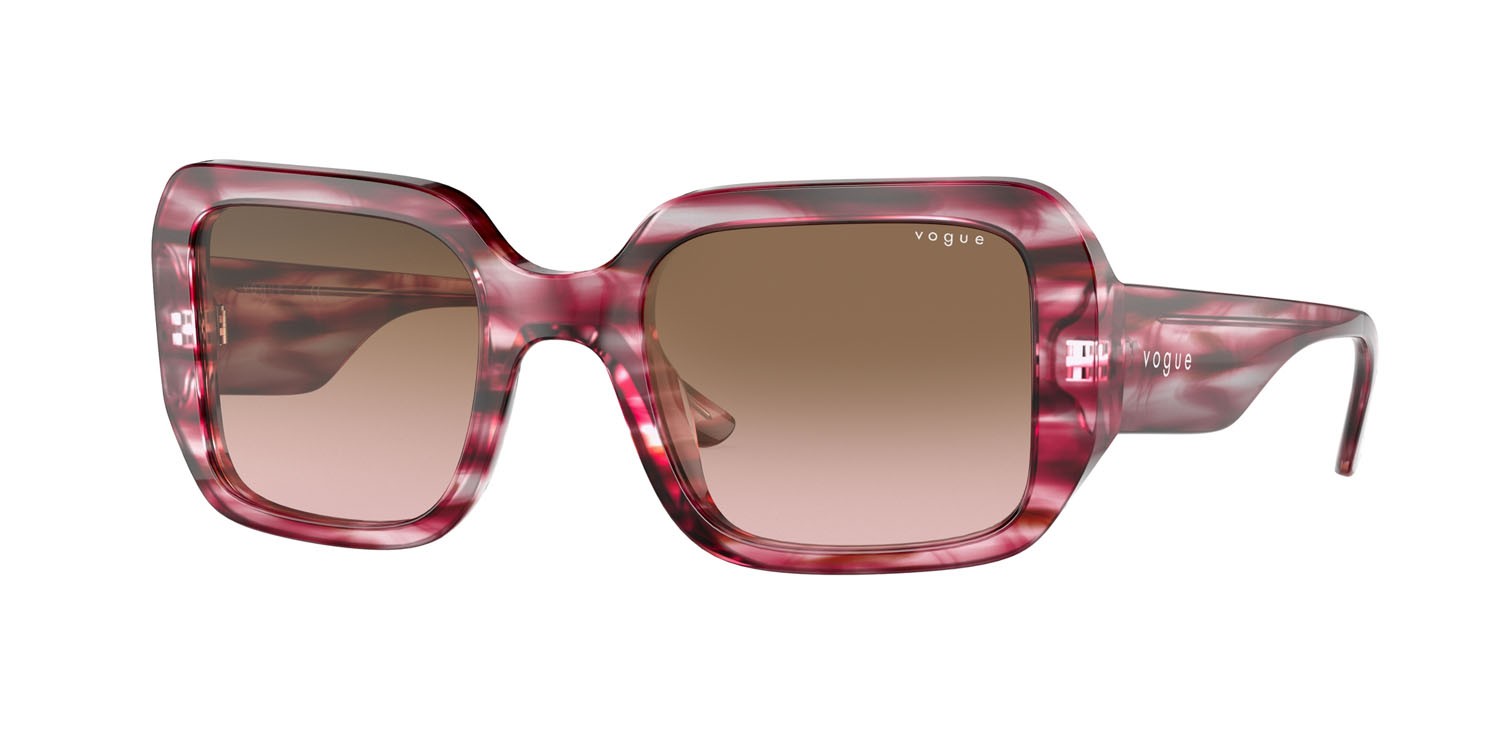 Sonnenbrillen Vogue VO 5369S (286911) farbe striato rosso form rechteckig gläser rosa sfumato grigio