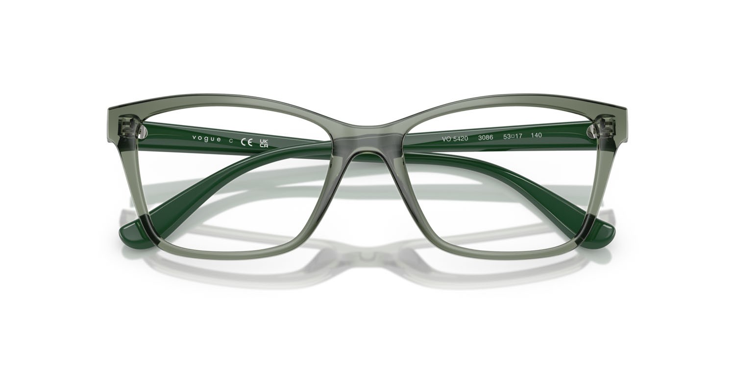 Eyeglasses Vogue VO 5420 (3086) color verde germano reale trasparente shape square lenses lente demo
