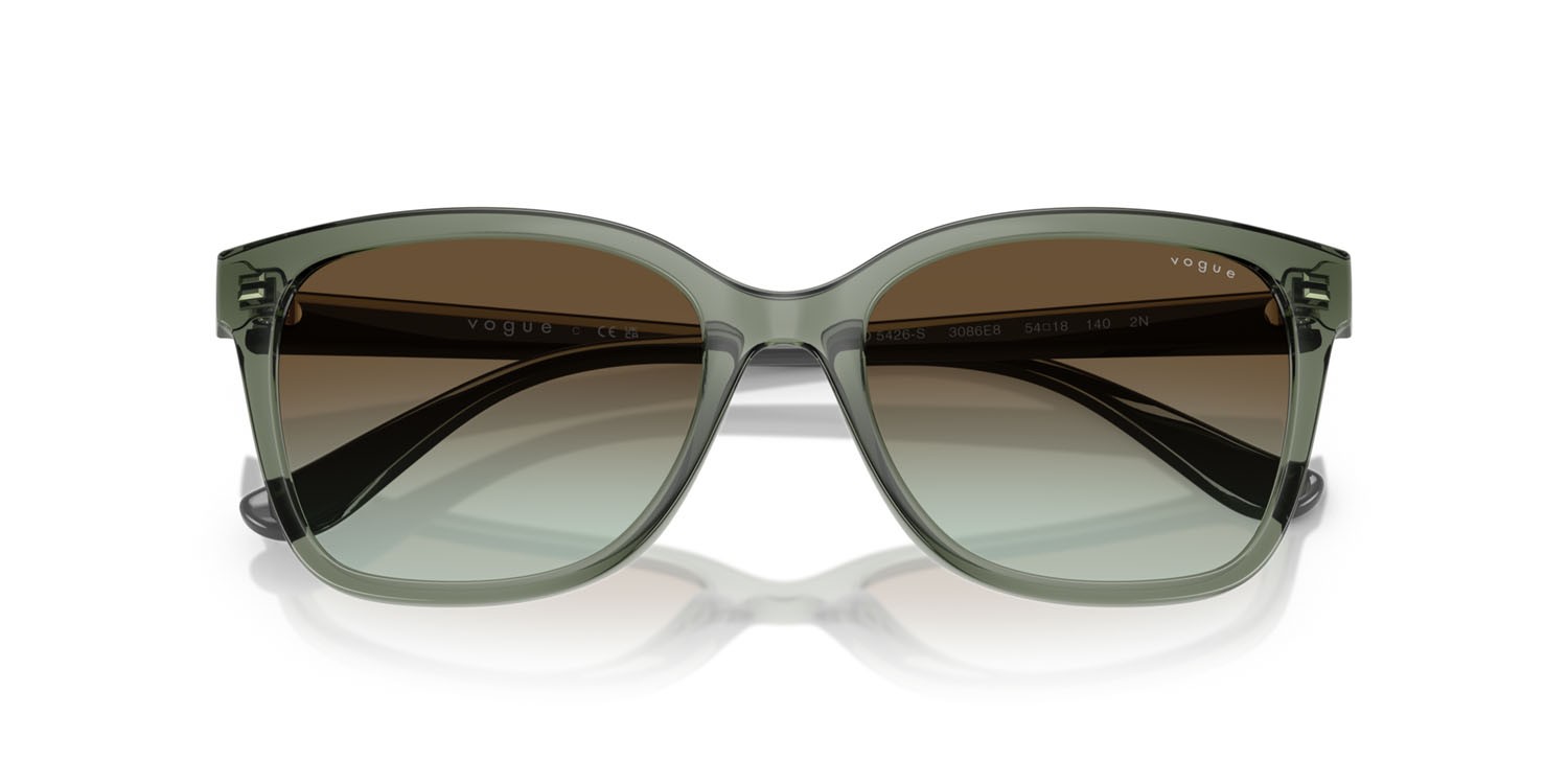 Sunglasses Vogue VO 5426S (3086E8) color verde germano reale trasparente shape square lenses verde sfumato marrone