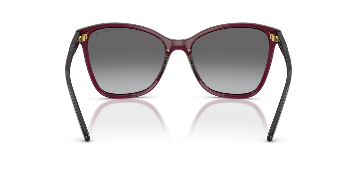 Sunglasses Vogue VO 5520S (298911) color rosso ciliegia trasparente shape butterfly lenses grigio sfumato