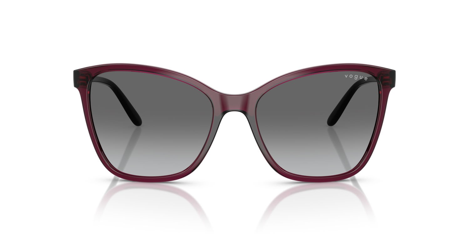 Sunglasses Vogue VO 5520S (298911) color rosso ciliegia trasparente shape butterfly lenses grigio sfumato