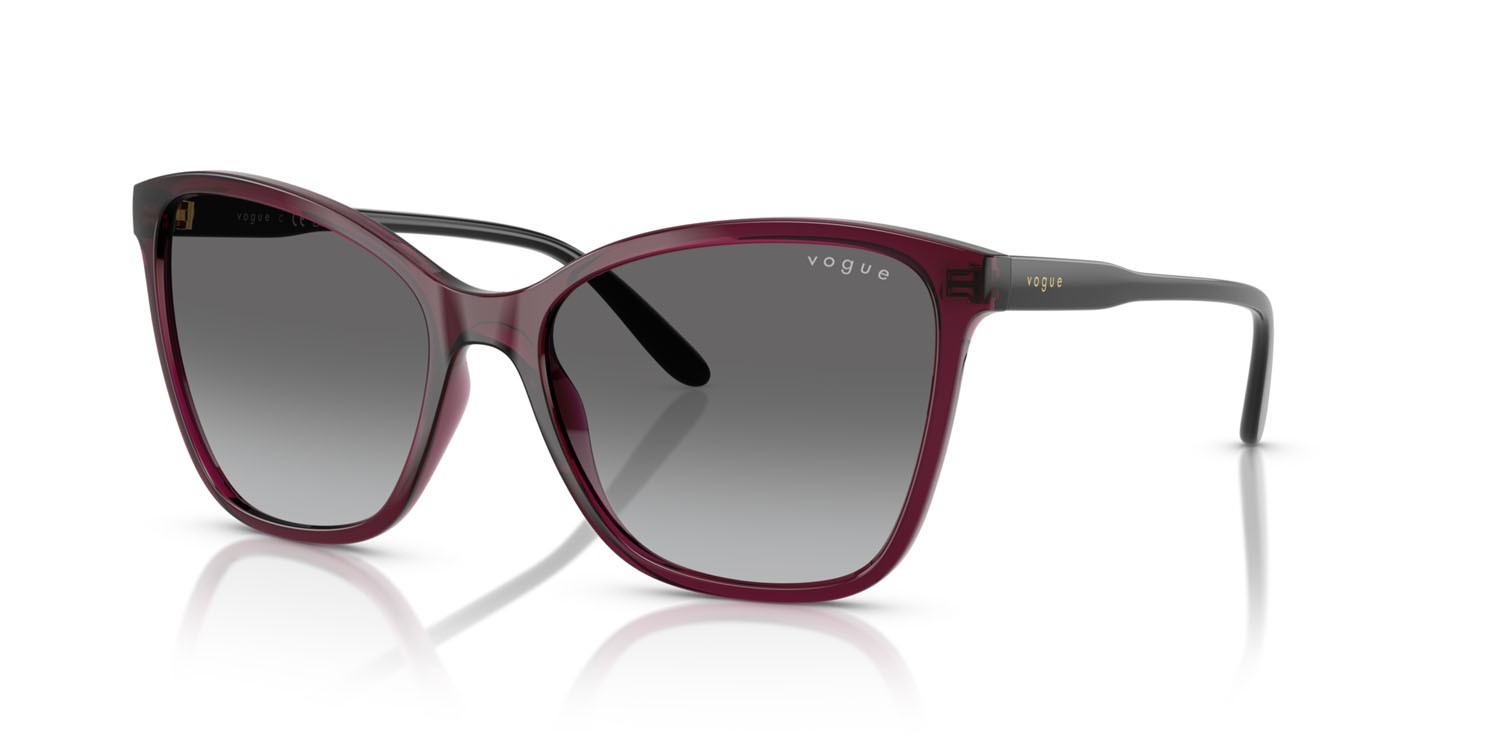 Sunglasses Vogue VO 5520S (298911) color rosso ciliegia trasparente shape butterfly lenses grigio sfumato