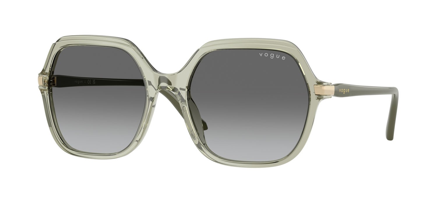 Occhiali da sole Vogue VO 5561S (302211) colore verde trasparente forma quadrato lenti grigio sfumato