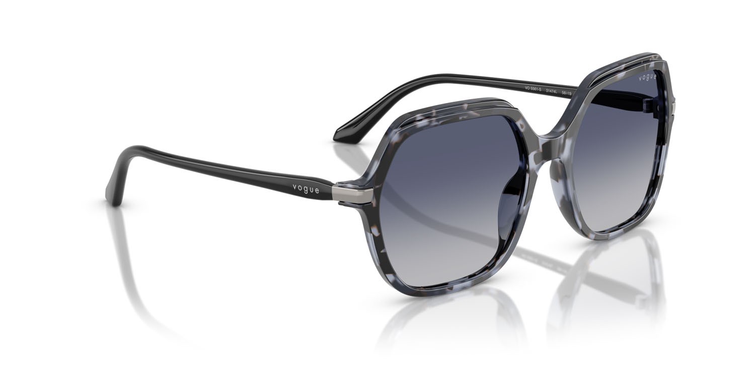 Occhiali da sole Vogue VO 5561S (31474L) colore blu tartarugato forma quadrato lenti blu sfumato grigio