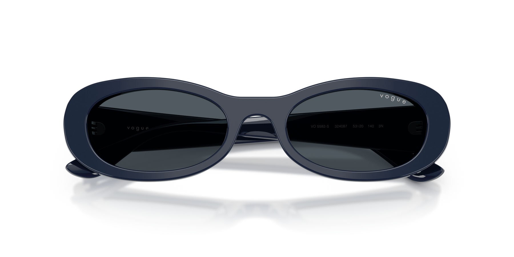 Sunglasses Vogue VO 5582S (324087) color blu pieno shape oval lenses grigio scuro