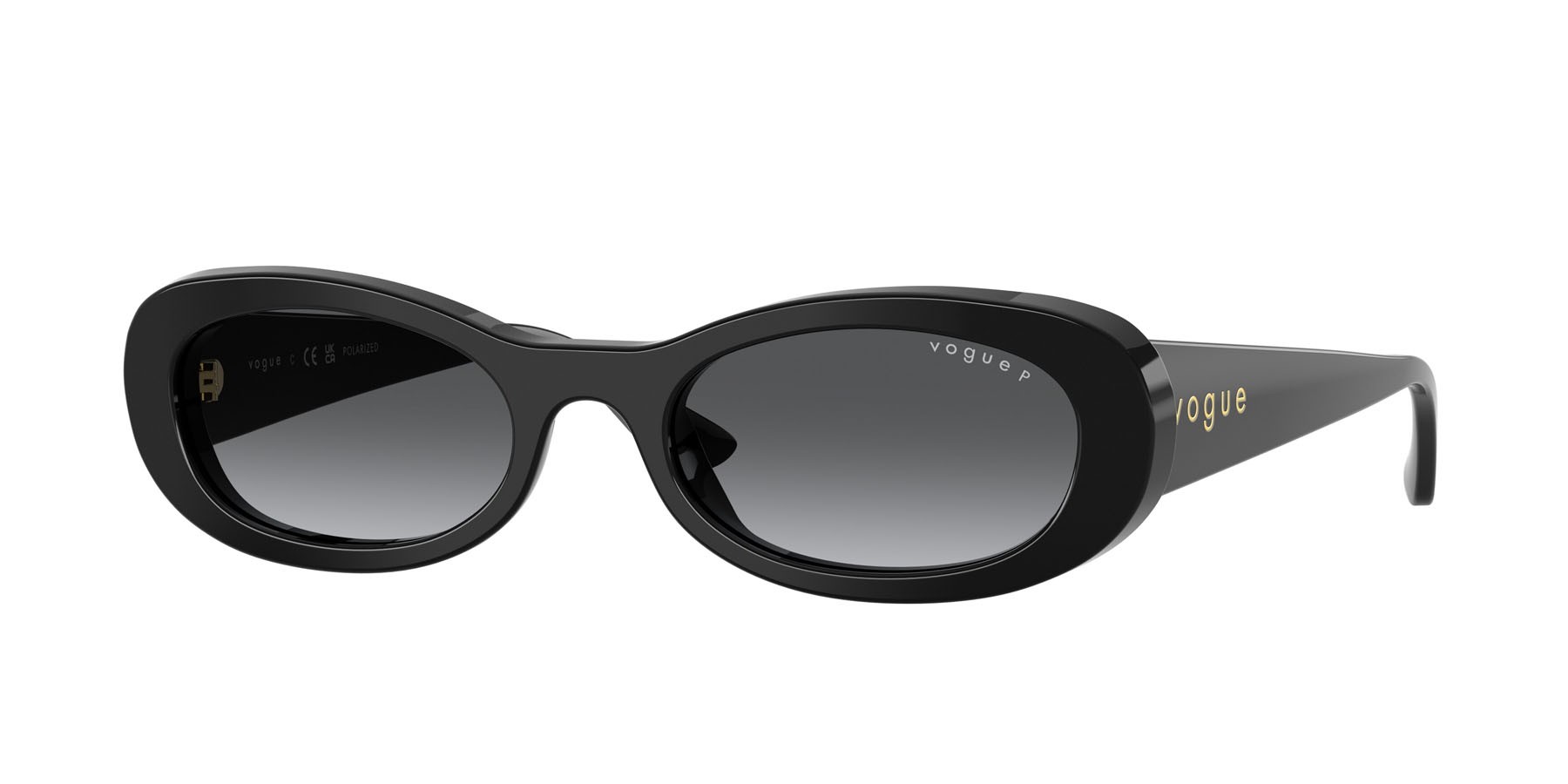 Sunglasses Vogue VO 5582S (W44/T3) color nero shape oval lenses grigio sfumato polarizzata