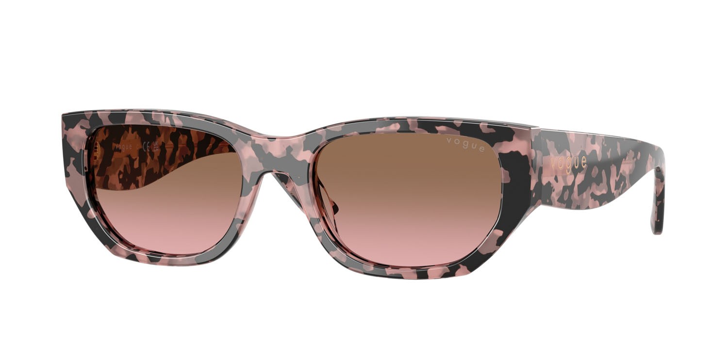 Sunglasses Vogue VO 5586S (315014) color rosa tartarugato shape rectangle lenses rosa sfumato marrone