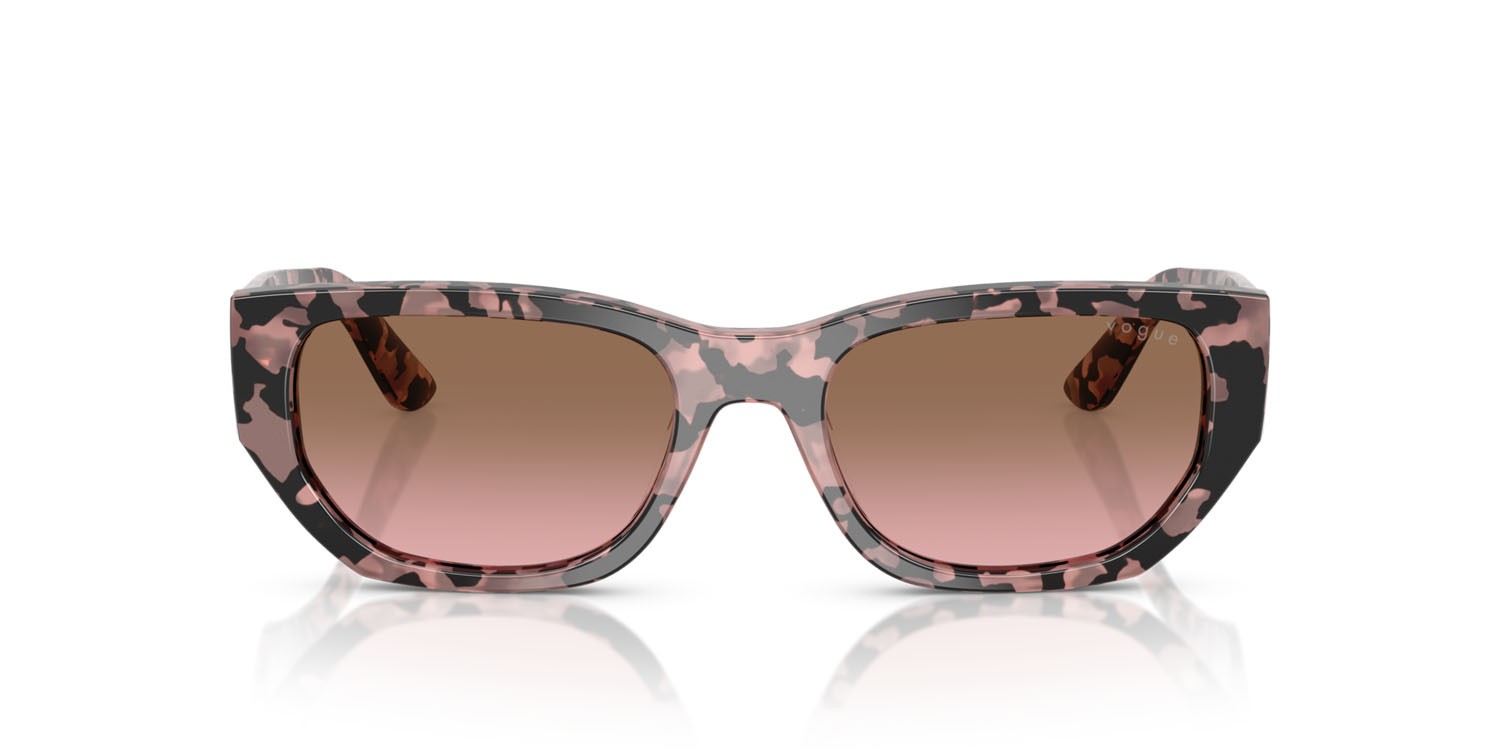 Sunglasses Vogue VO 5586S (315014) color rosa tartarugato shape rectangle lenses rosa sfumato marrone