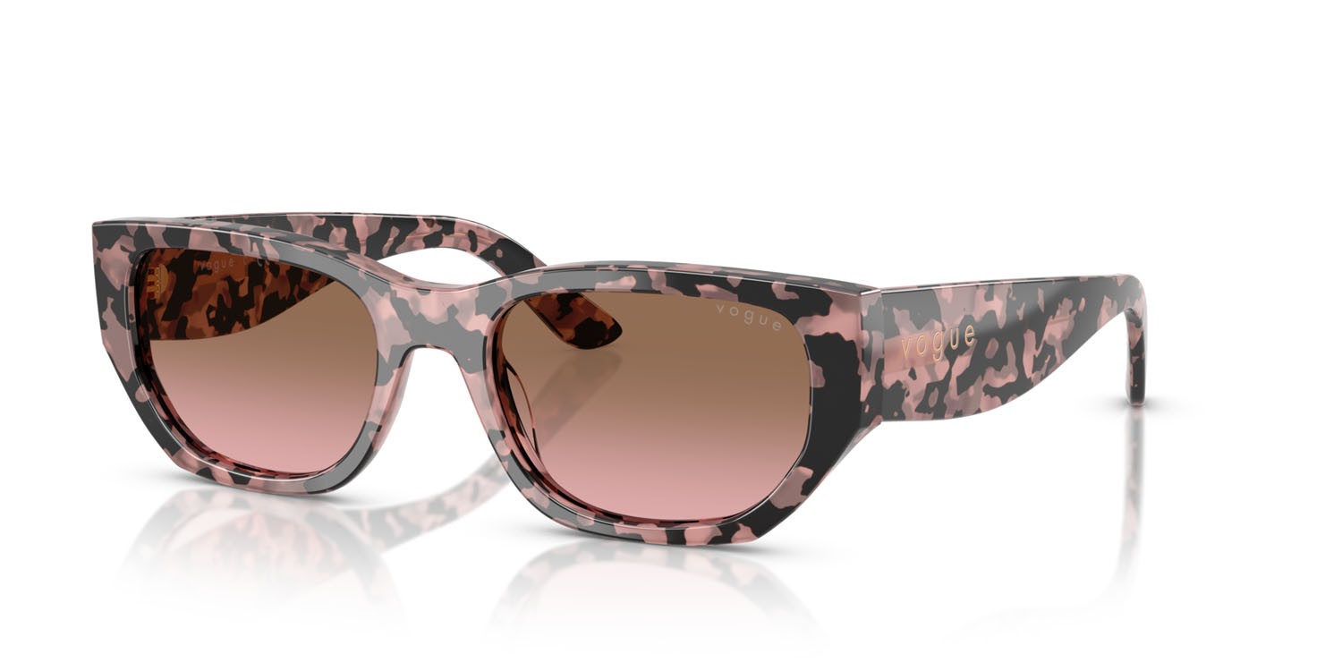 Sunglasses Vogue VO 5586S (315014) color rosa tartarugato shape rectangle lenses rosa sfumato marrone