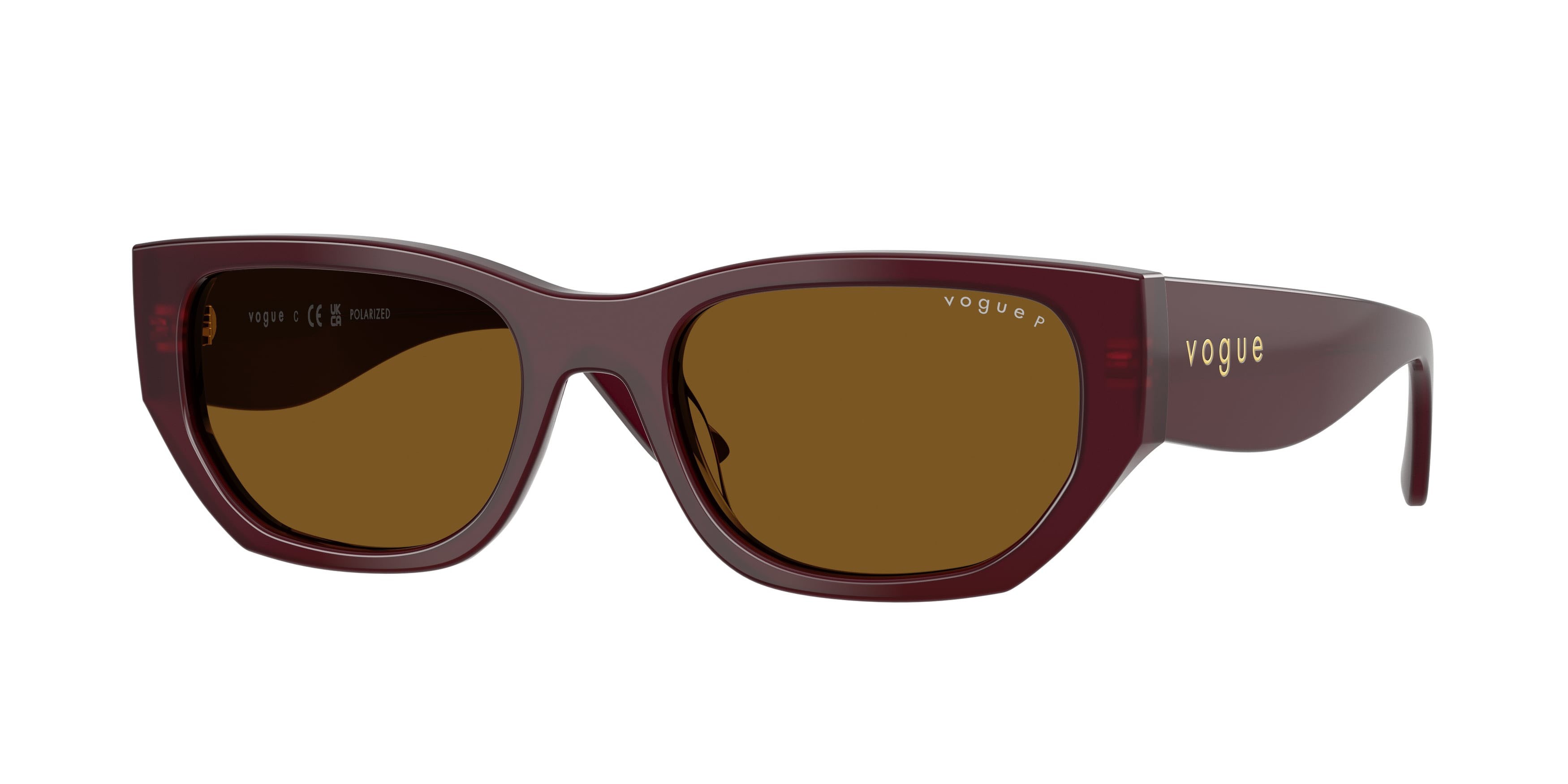 Occhiali da sole Vogue VO 5586S (328483) colore bordeaux full forma rettangolare lenti polar marrone scuro