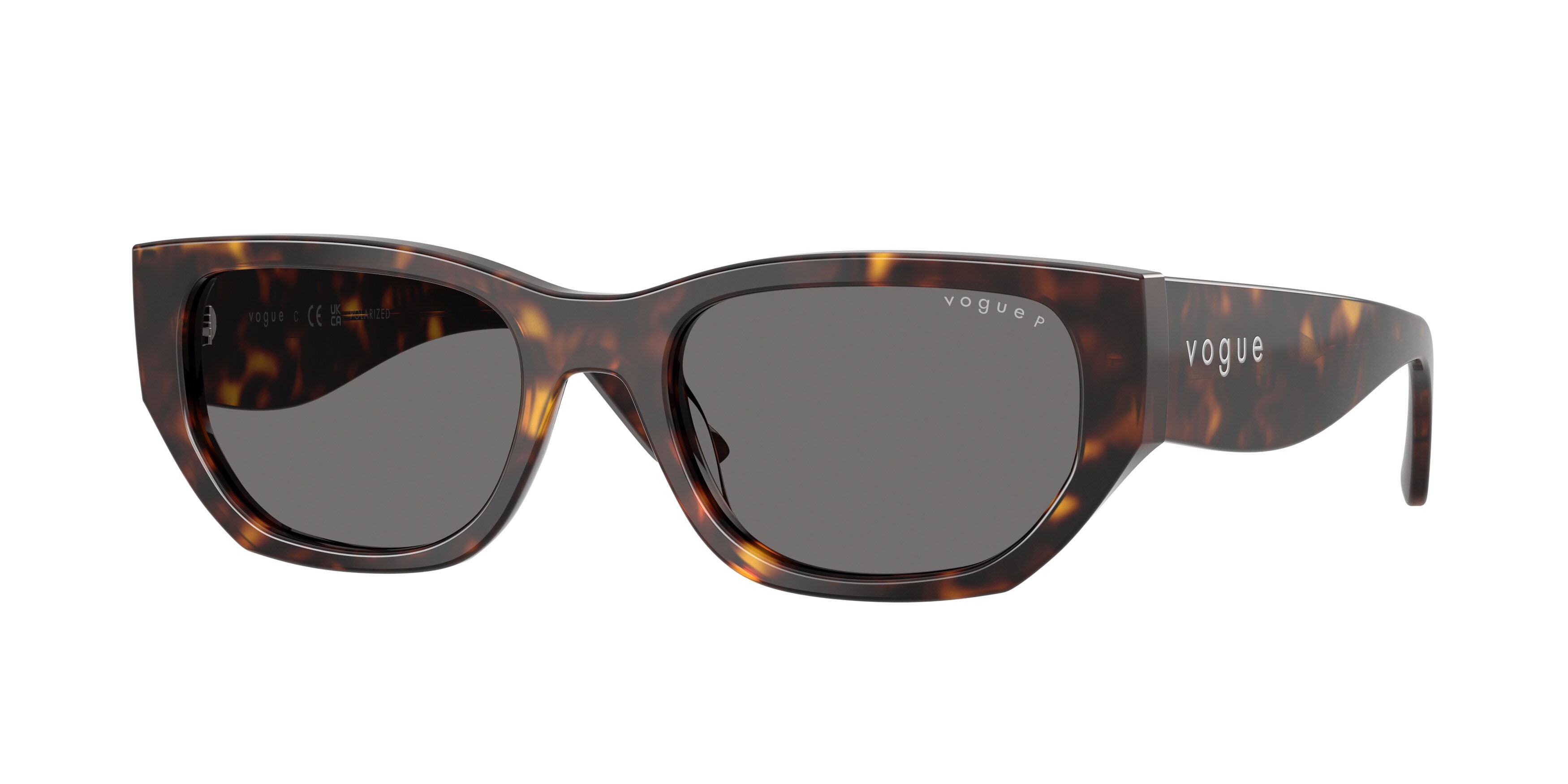 Occhiali da sole Vogue VO 5586S (W65681) colore havana scuro forma rettangolare lenti polar grigio scuro
