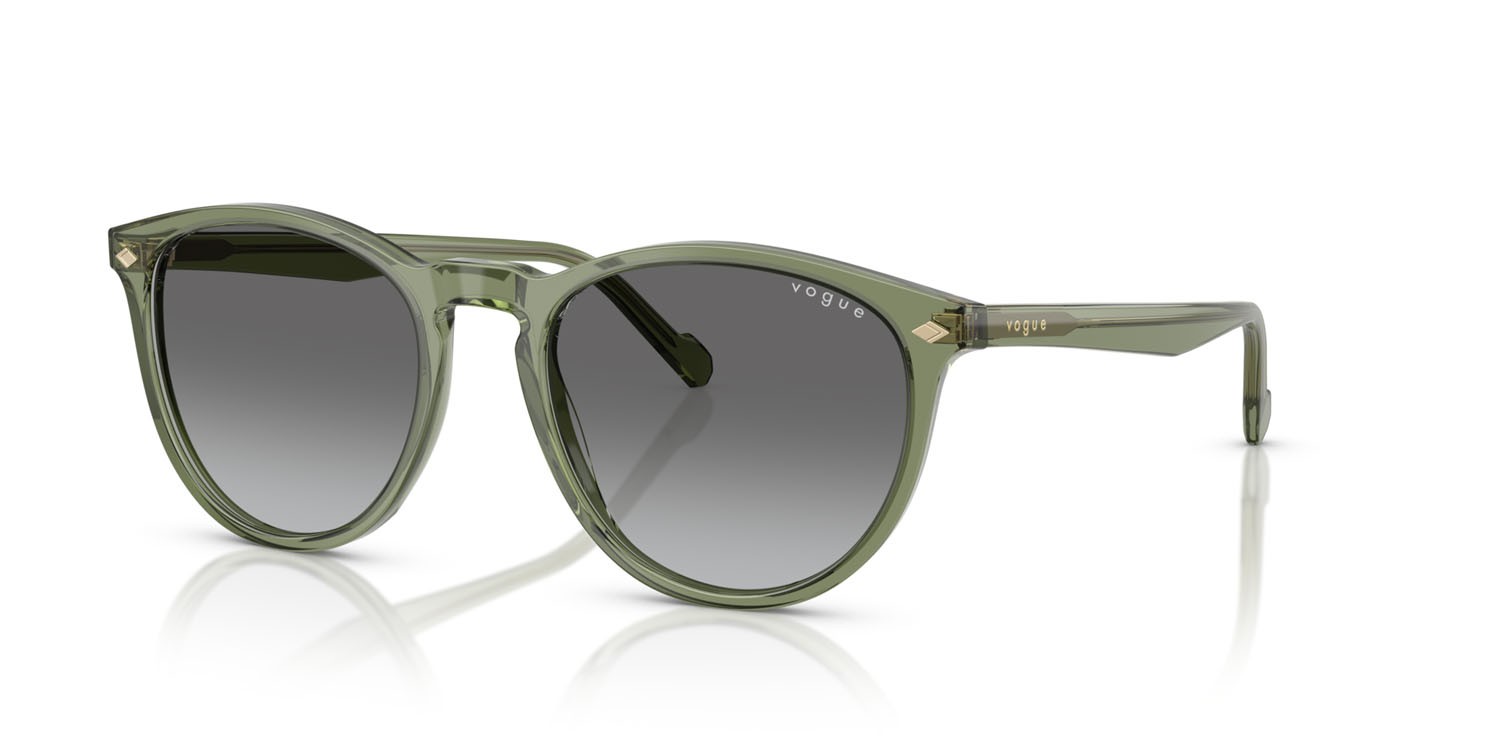 Occhiali da sole Vogue VO 5599S (318711) colore verde trasparente forma pantos lenti grigio sfumato
