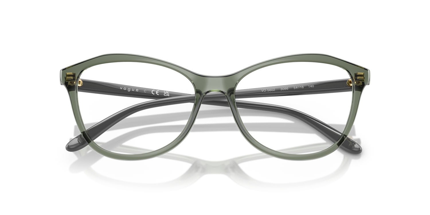Eyeglasses Vogue VO 5602 (3086) color verde germano reale trasparente shape irregular lenses lente demo