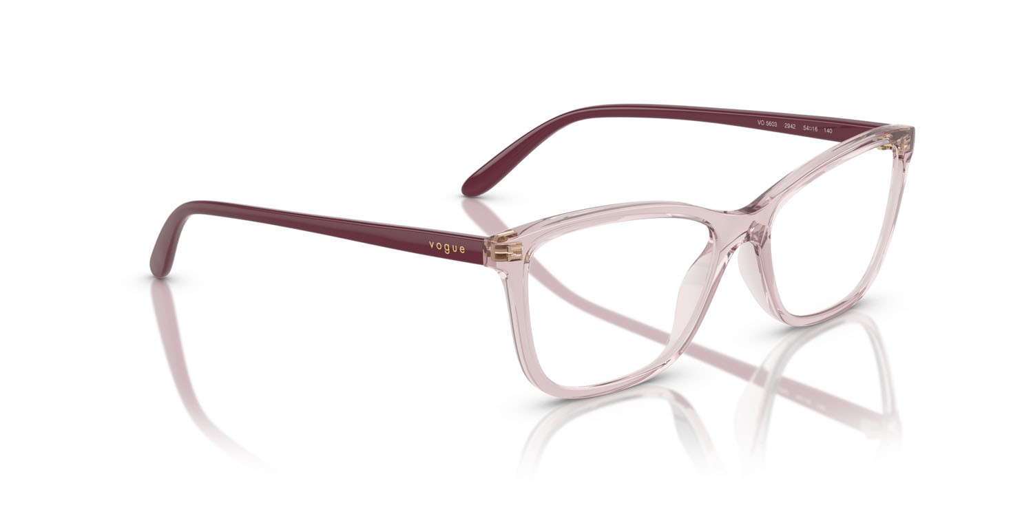Eyeglasses Vogue VO 5603 (2942) color rosa trasparente shape butterfly lenses lente demo