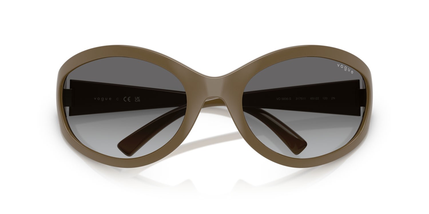 Sunglasses Vogue VO 5606S (317511) color marrone pieno shape oval lenses grigio sfumato