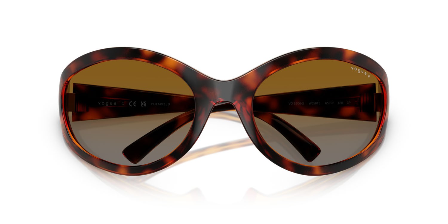 Sonnenbrillen Vogue VO 5606S (W656T5) farbe havana scuro form oval gläser polarizzata marrone sfumato