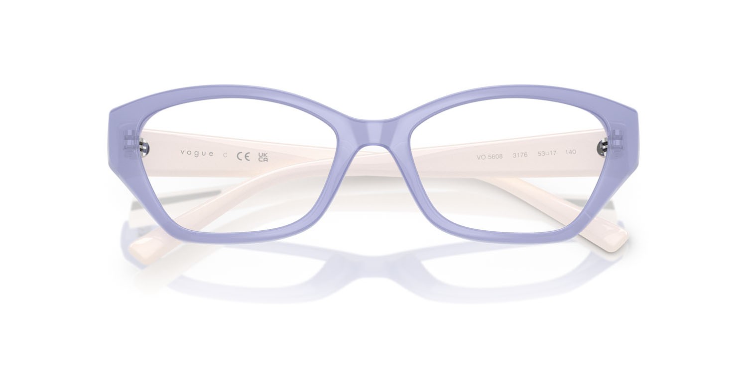 Eyeglasses Vogue VO 5608 (3176) color viola chiaro trasparente shape cat eye lenses lente demo