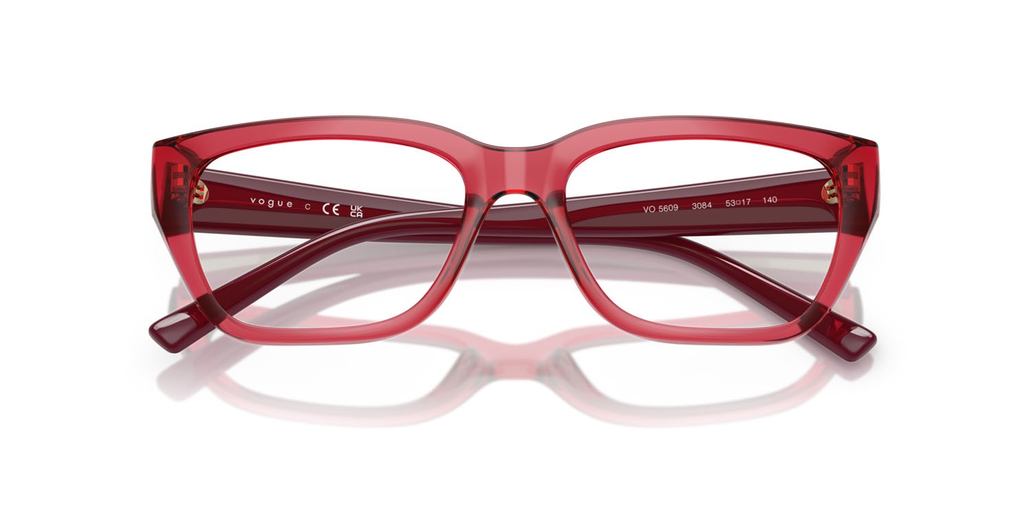 Eyeglasses Vogue VO 5609 (3084) color rosso ciliegia trasparente shape square lenses lente demo