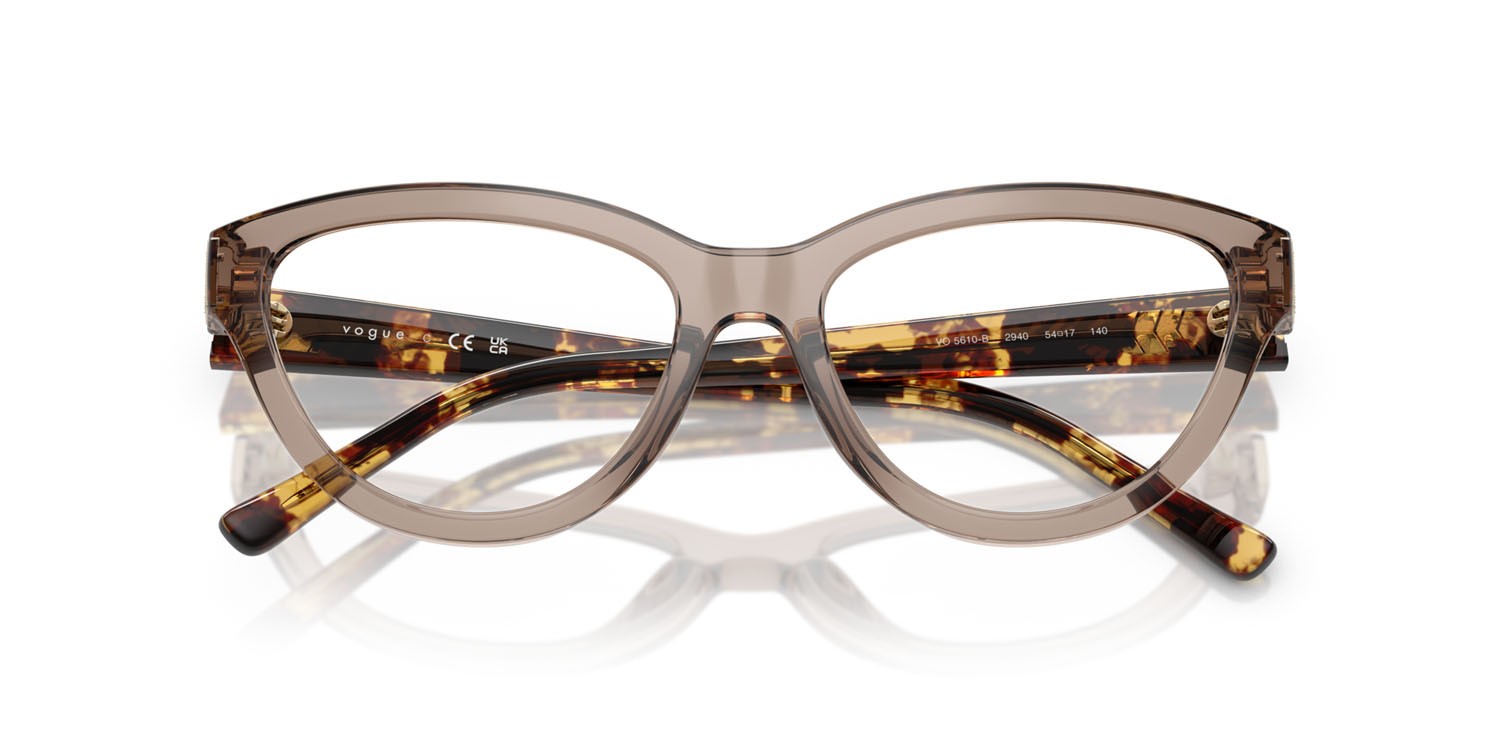 Eyeglasses Vogue VO 5610B (2940) color marrone trasparente shape cat eye lenses lente demo