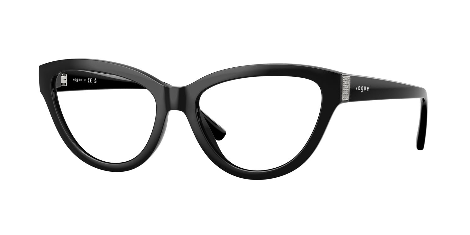 Occhiali da vista Vogue VO 5610B (W44) colore nero forma cat eye lenti lente demo
