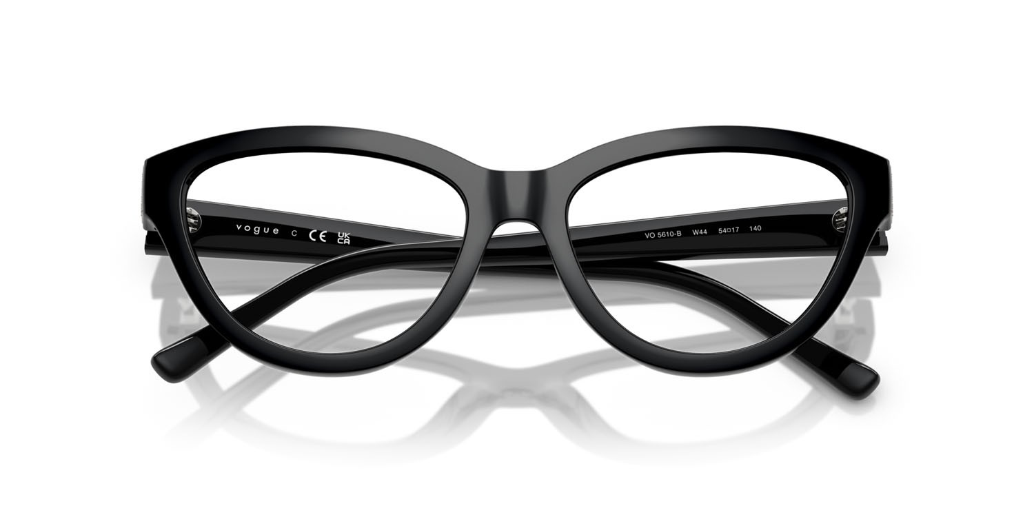 Occhiali da vista Vogue VO 5610B (W44) colore nero forma cat eye lenti lente demo