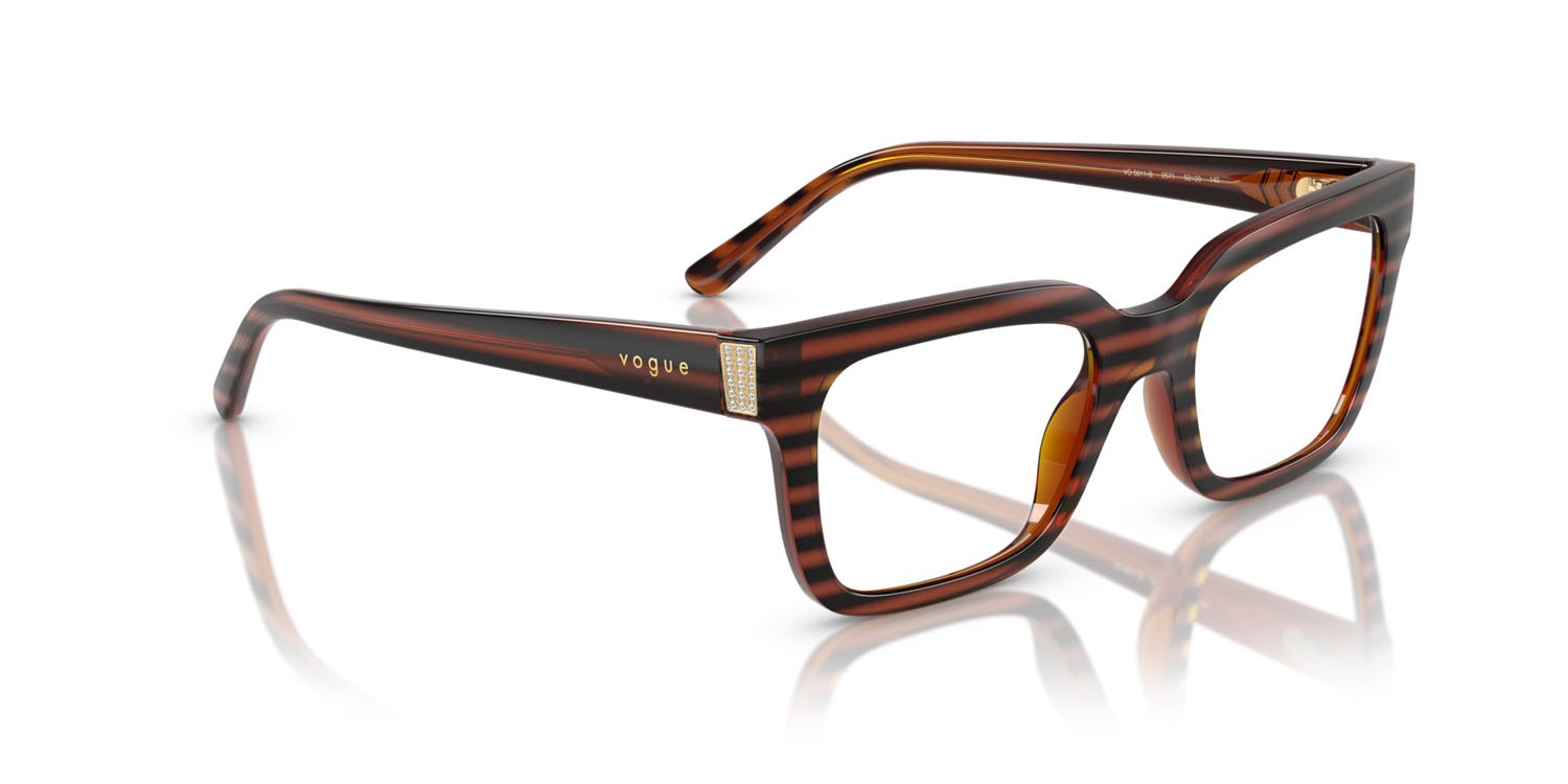 Eyeglasses Vogue VO 5611B (2571) color striped brown havana shape square lenses lente demo