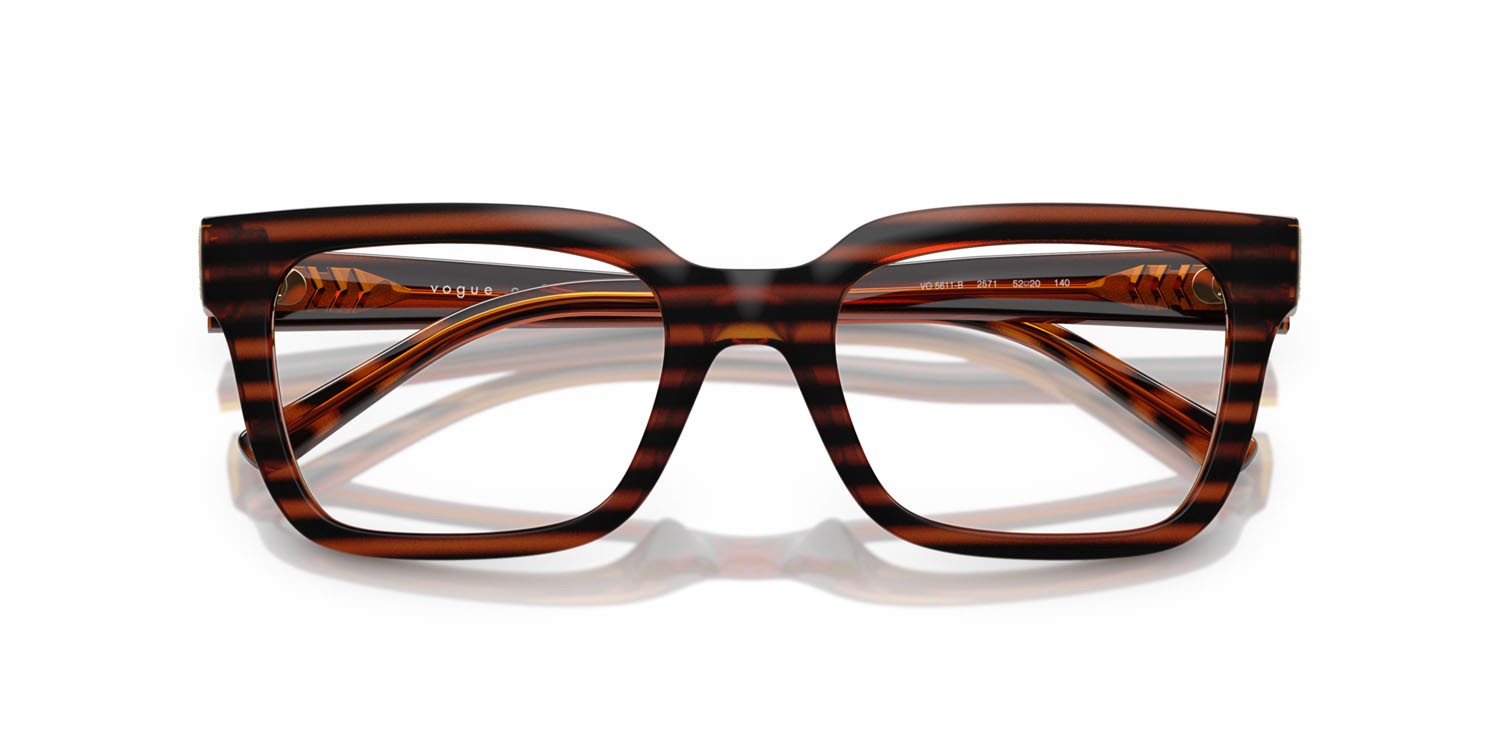 Eyeglasses Vogue VO 5611B (2571) color striped brown havana shape square lenses lente demo
